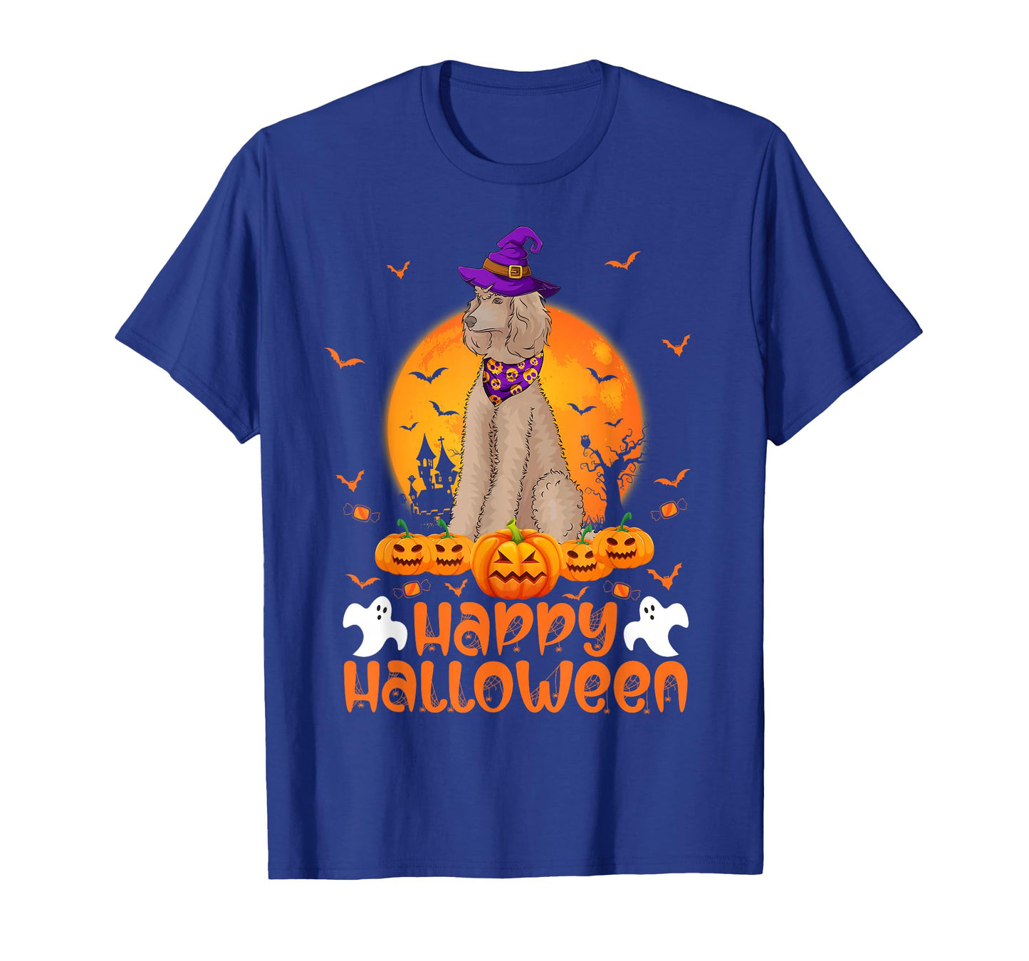 Funny Halloween Toy Poodle Dog Witch Pumpkin Vintage Costume T-Shirt