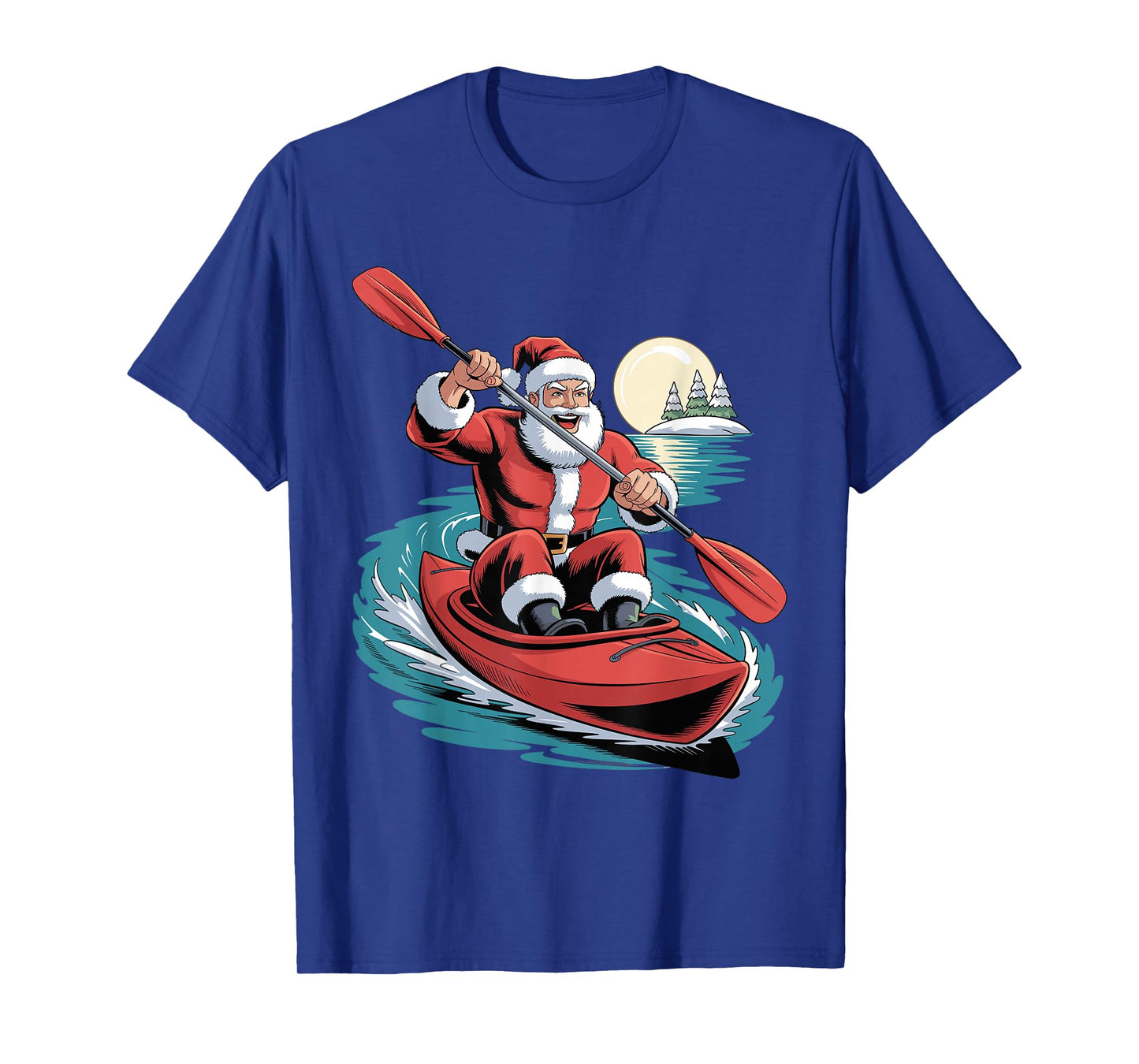 Santa Kayaking Lover Funny Holiday Christmas Xmas Pajama T-Shirt