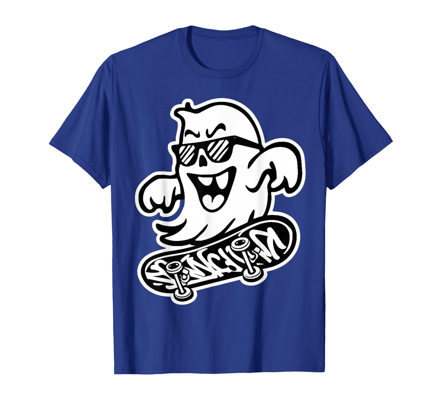 Funny Ghost On Skateboard Retro Halloween Costume Kids Boys T-Shirt