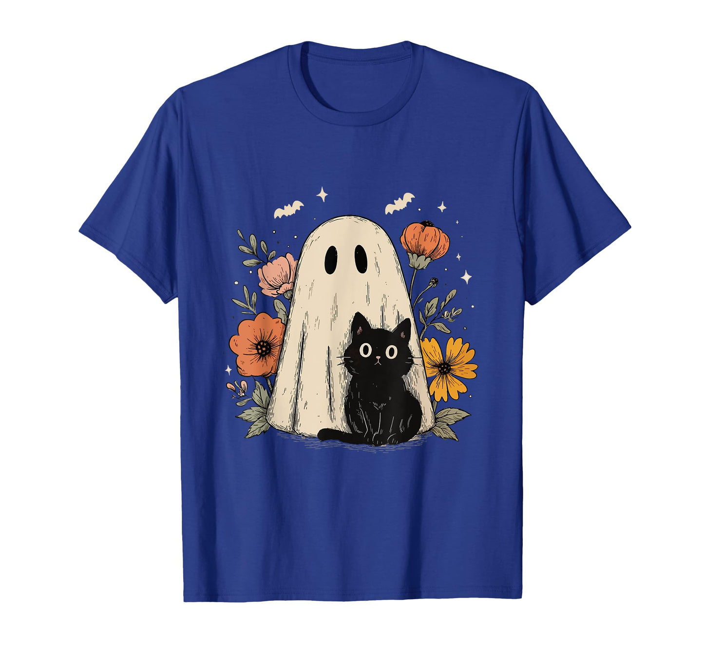 Halloween Shirt Floral Ghost Halloween Costume Girls Women T-Shirt