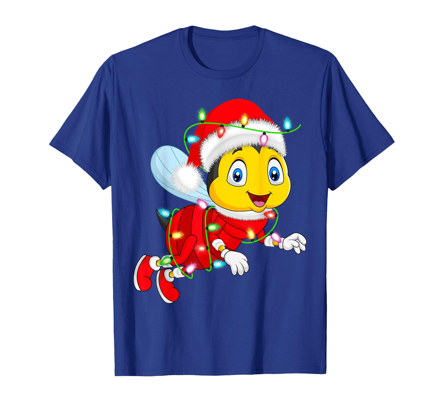 Honey Bees Christmas Lights Santa Costume Cute Animal Xmas T-Shirt
