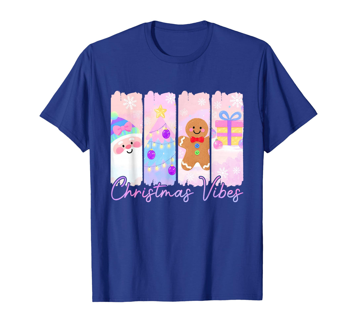 Christmas Vibes Santa Claus Xmas Tree Gingerbread Girls Kids T-Shirt