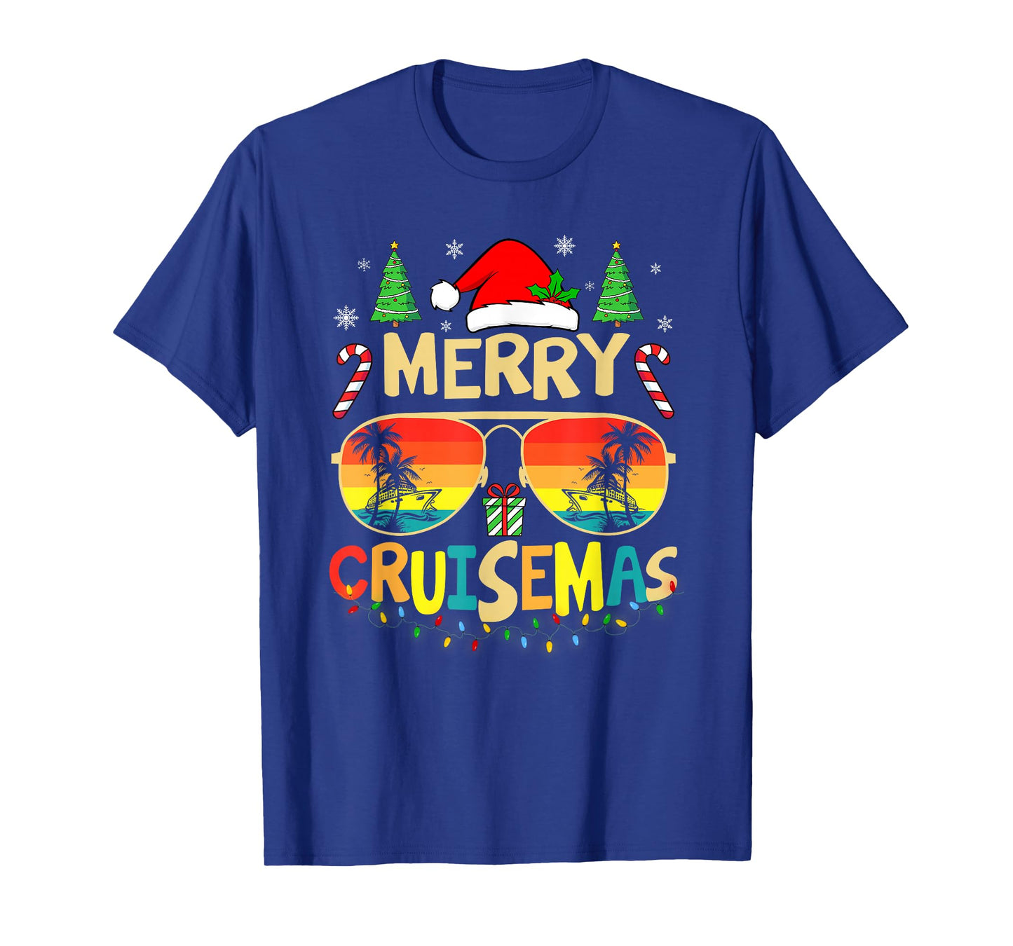 Cruise Ship Merry Christmas Lights Cruising Vacation Xmas T-Shirt
