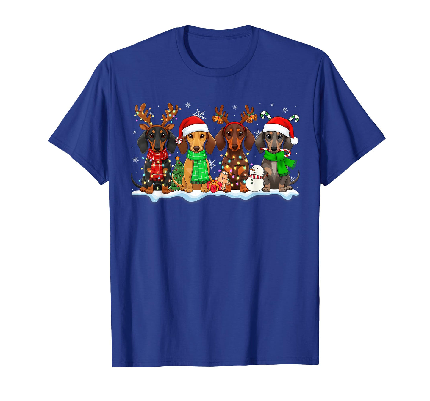 Cute Dachshund Santa Reindeer Christmas Womens Mens Kids T-Shirt