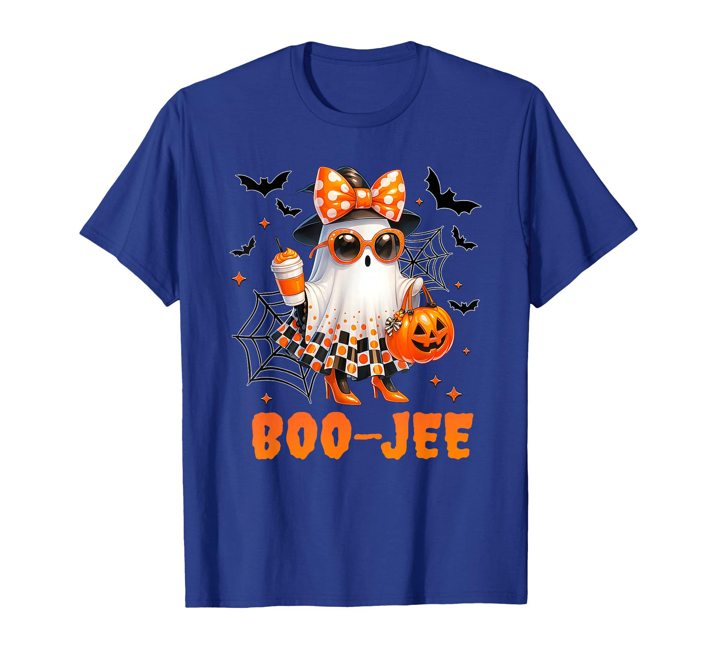 Coquette Leopard Ghost Coffee Boo-JEE Halloween Boujee Ghost T-Shirt