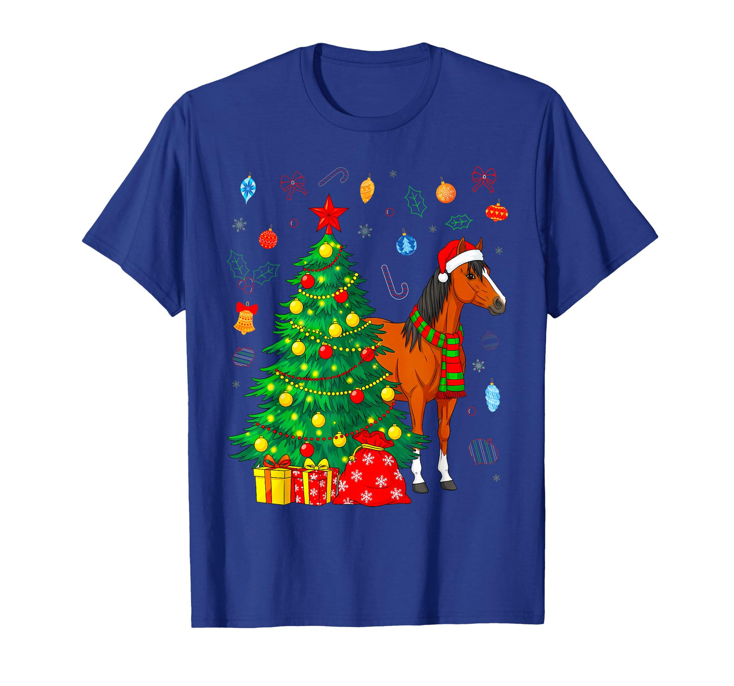 Funny Lover Santa Hat Horse Christmas T-Shirt