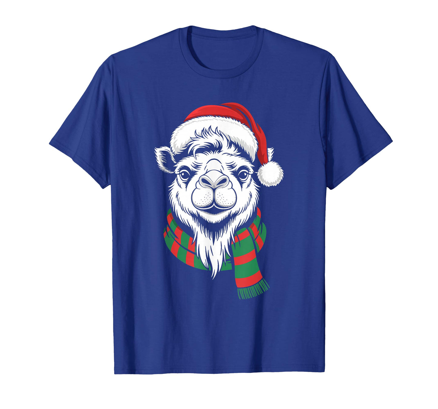 Bactrian Camel Xmas Santa Hat Scarf Christmas Costume T-Shirt