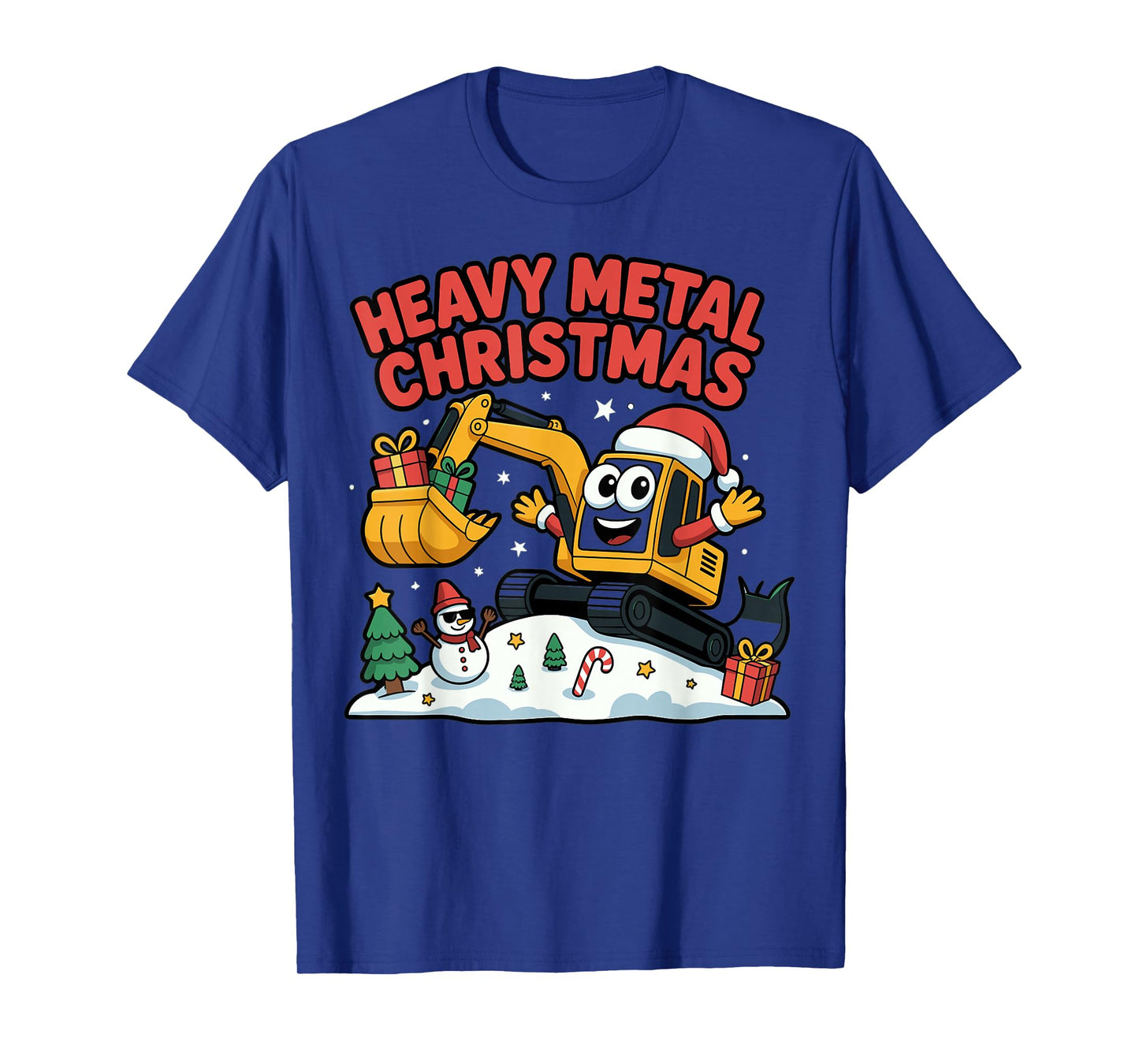 Heavy Metal Christmas Excavator Santa Holiday Design T-Shirt