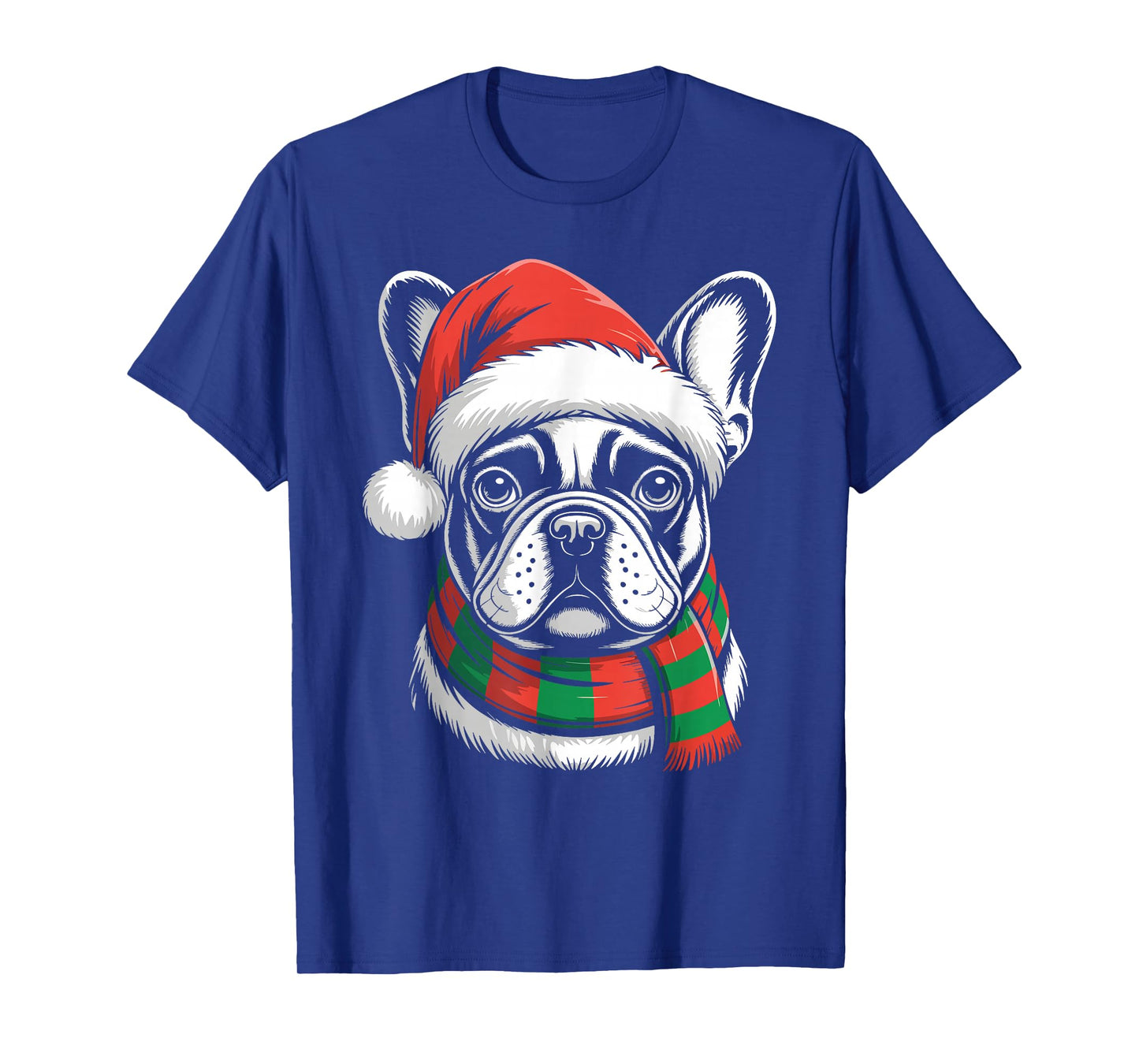 French Bulldog Xmas Santa Hat Scarf Christmas Costume T-Shirt