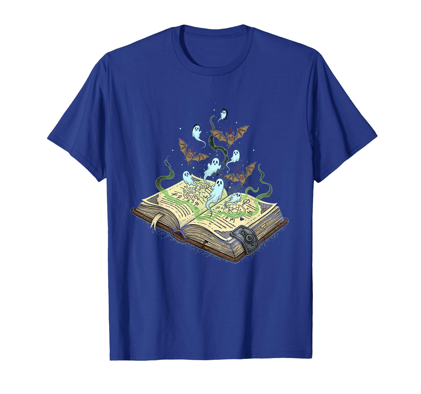 Magic Spellbook Summoning Ghosts and Bats Halloween Women T-Shirt