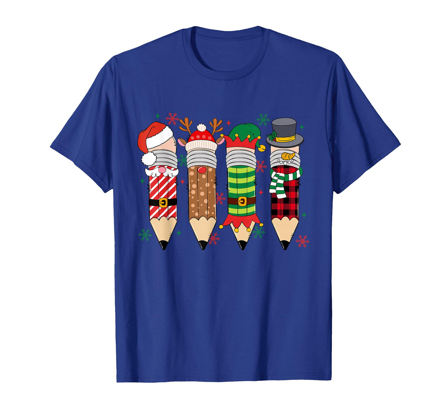 Funny Teacher Christmas Reindeer Santa Pencil School Xmas T-Shirt