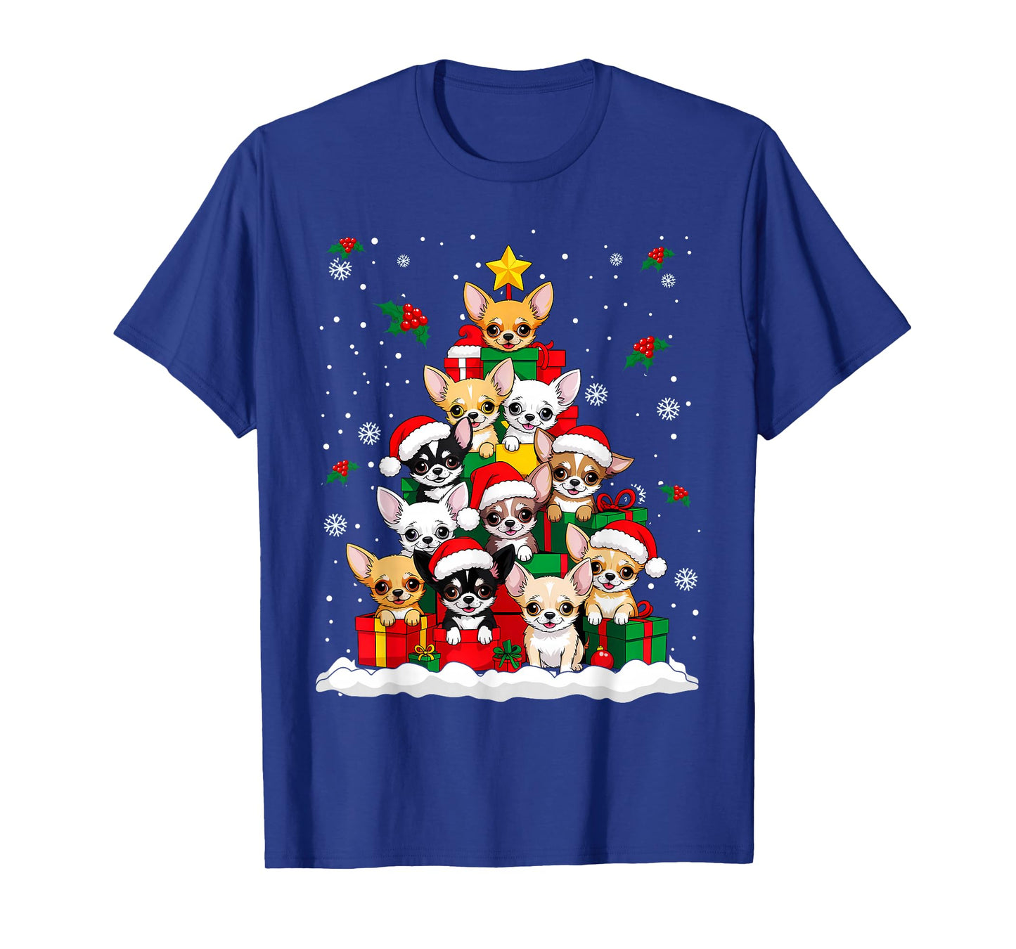 Chihuahua Christmas Tree Dog Santa Xmas Boys Girls Dogmas T-Shirt
