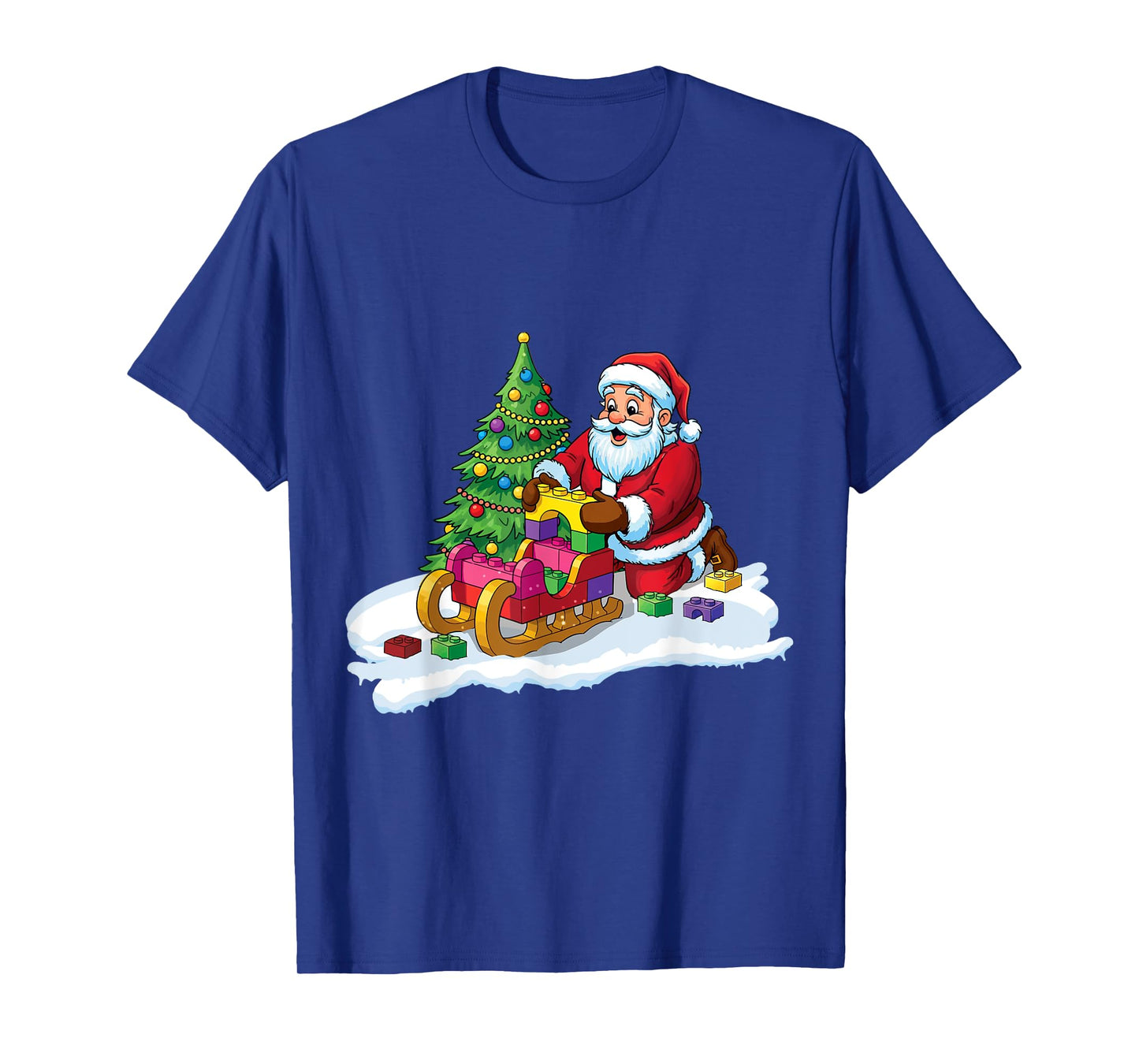 Block Building Christmas Builder Brick Master Santa Building T-Shirt