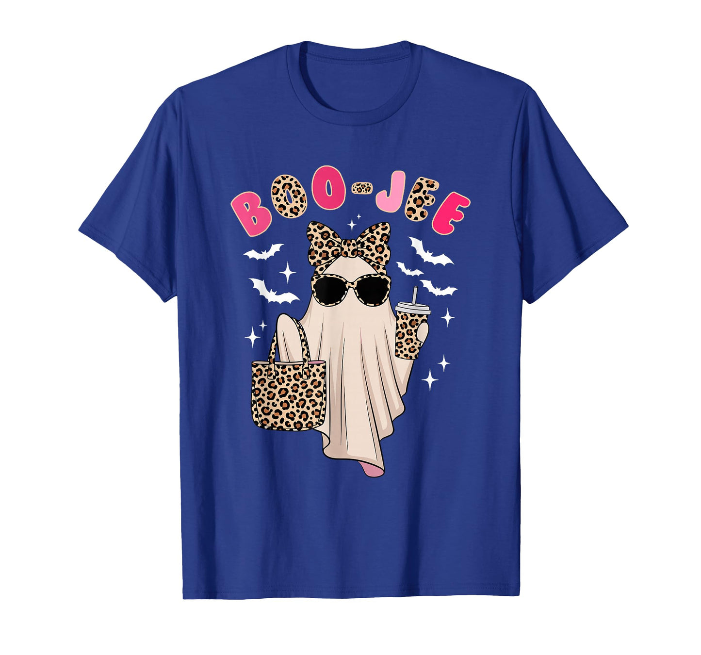 Coquette Leopard Ghost Coffee Boo-JEE Halloween Boujee Ghost T-Shirt