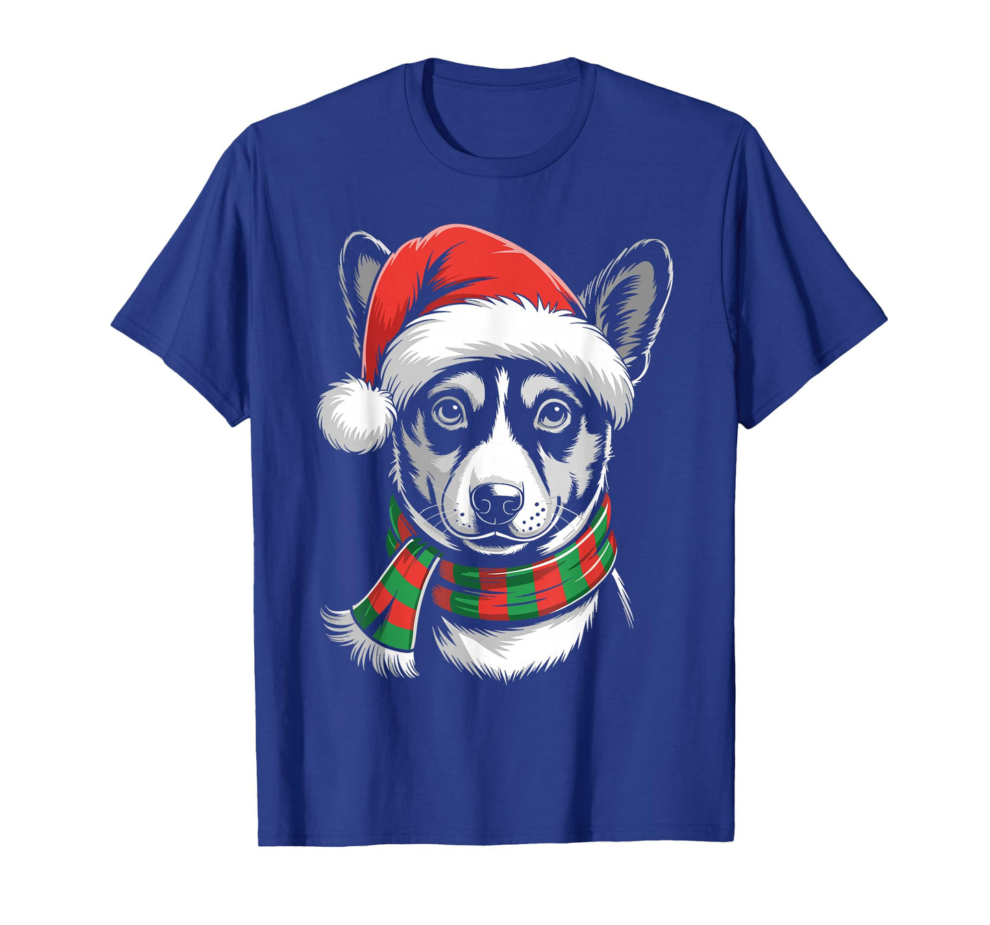Basenji Dog Xmas Santa Hat Scarf Christmas Costume T-Shirt
