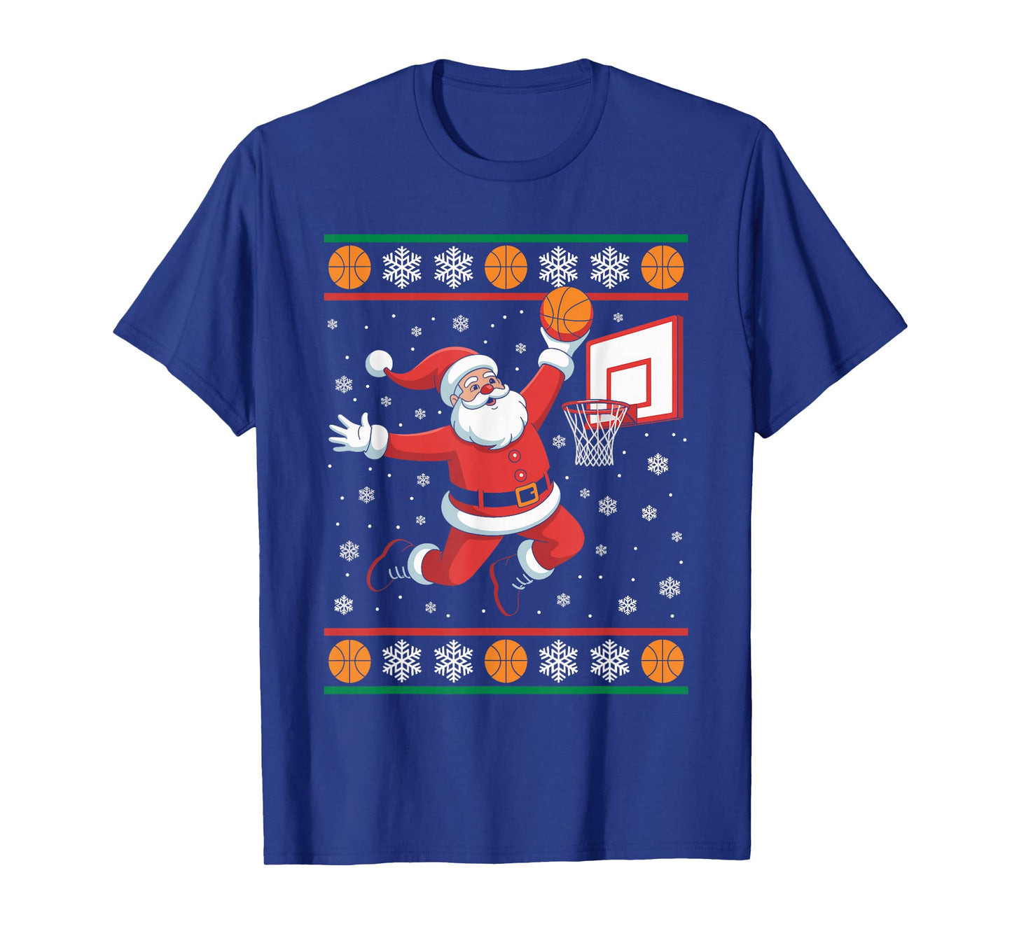 Santa Claus Playing Basketball Ugly Christmas Sweater Xmas T-Shirt