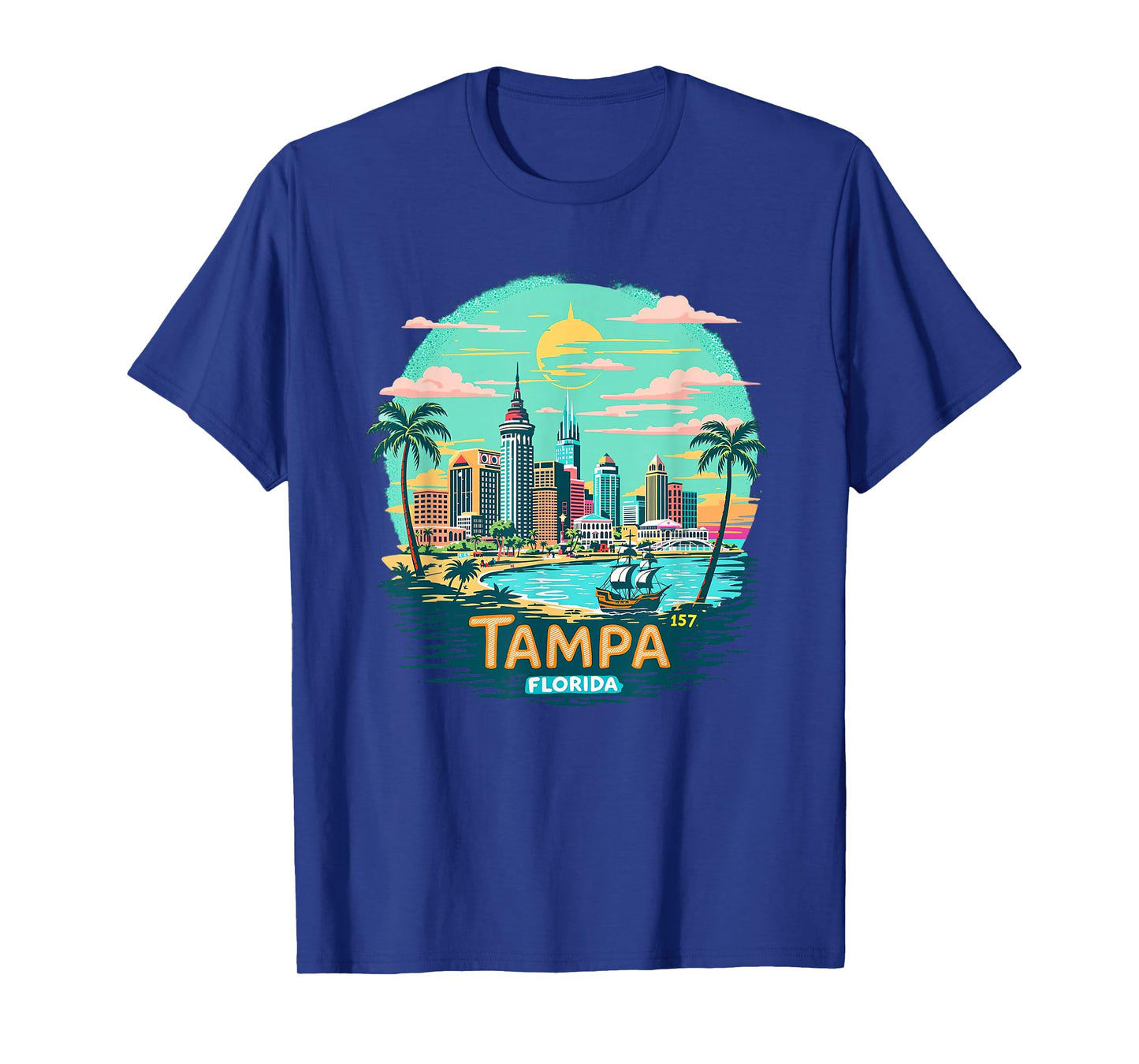 Vintage Tampa Florida Sunset Skyline Cityscape T-Shirt