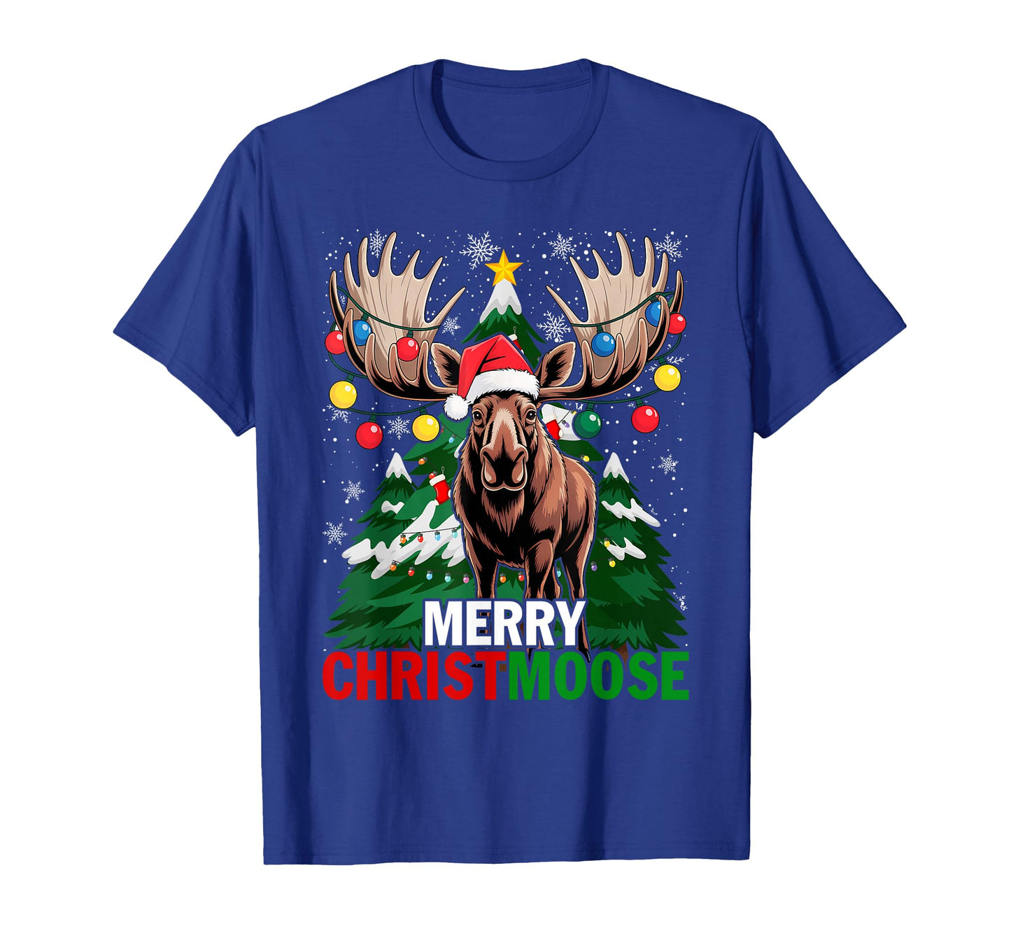 Christmas Xmas Merry Christmoose Santa Hat Moose T-Shirt