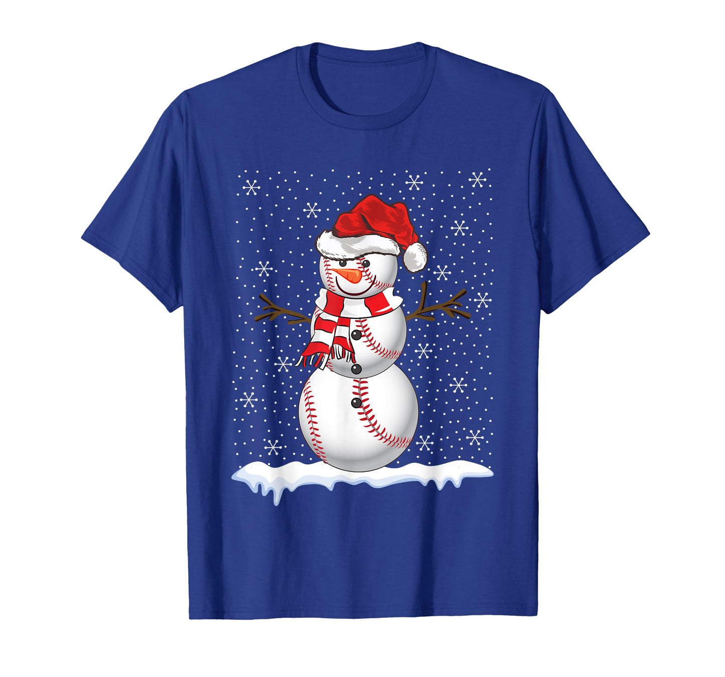 Baseball Snowman Christmas Pajamas Xmas Baseball Player T-Shirt