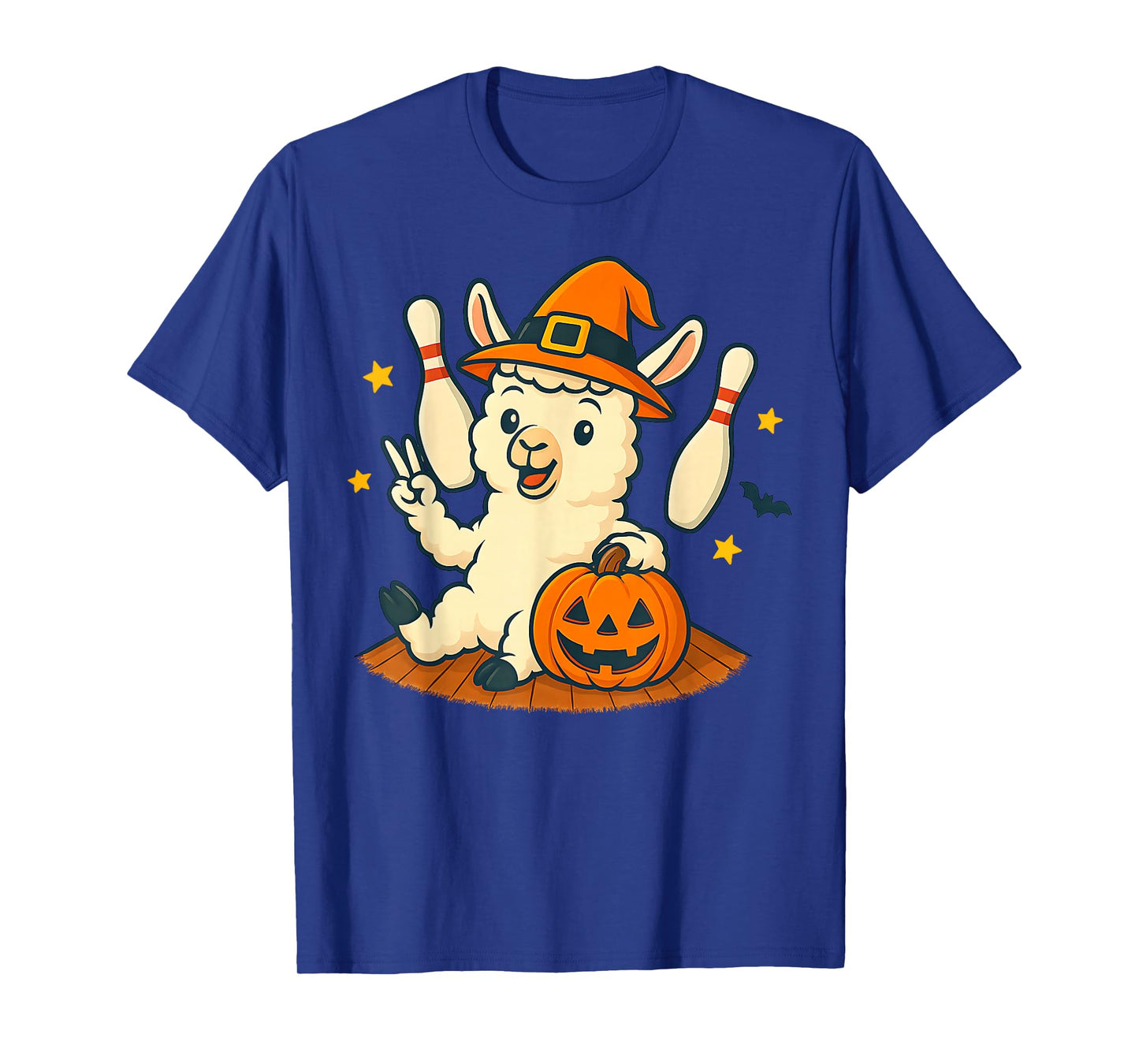 Cute Llama Cool Llama Halloween Pumpkin Witch Bowling T-Shirt