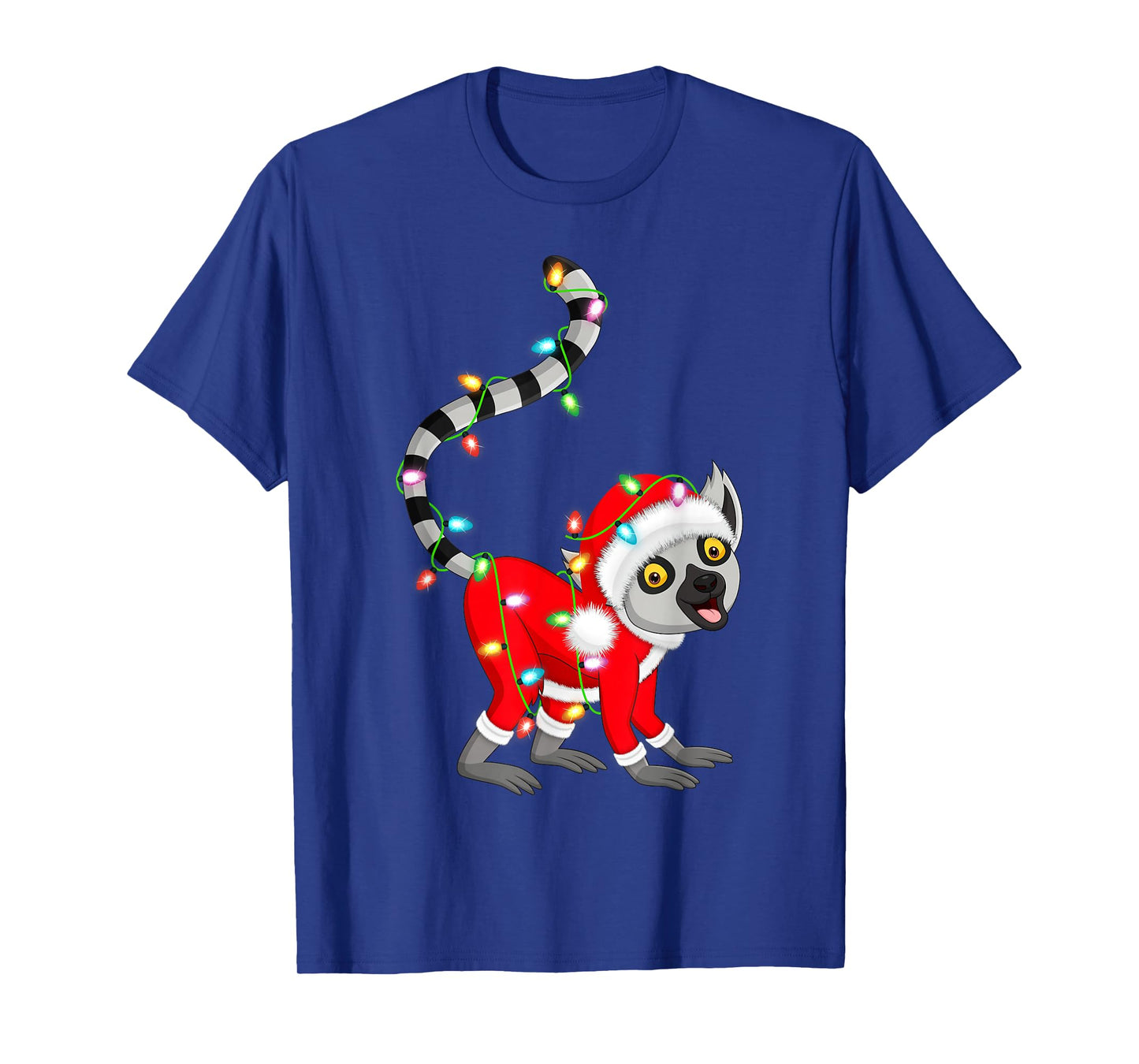 Lemur Christmas Lights Santa Costume Cute Animal Xmas T-Shirt
