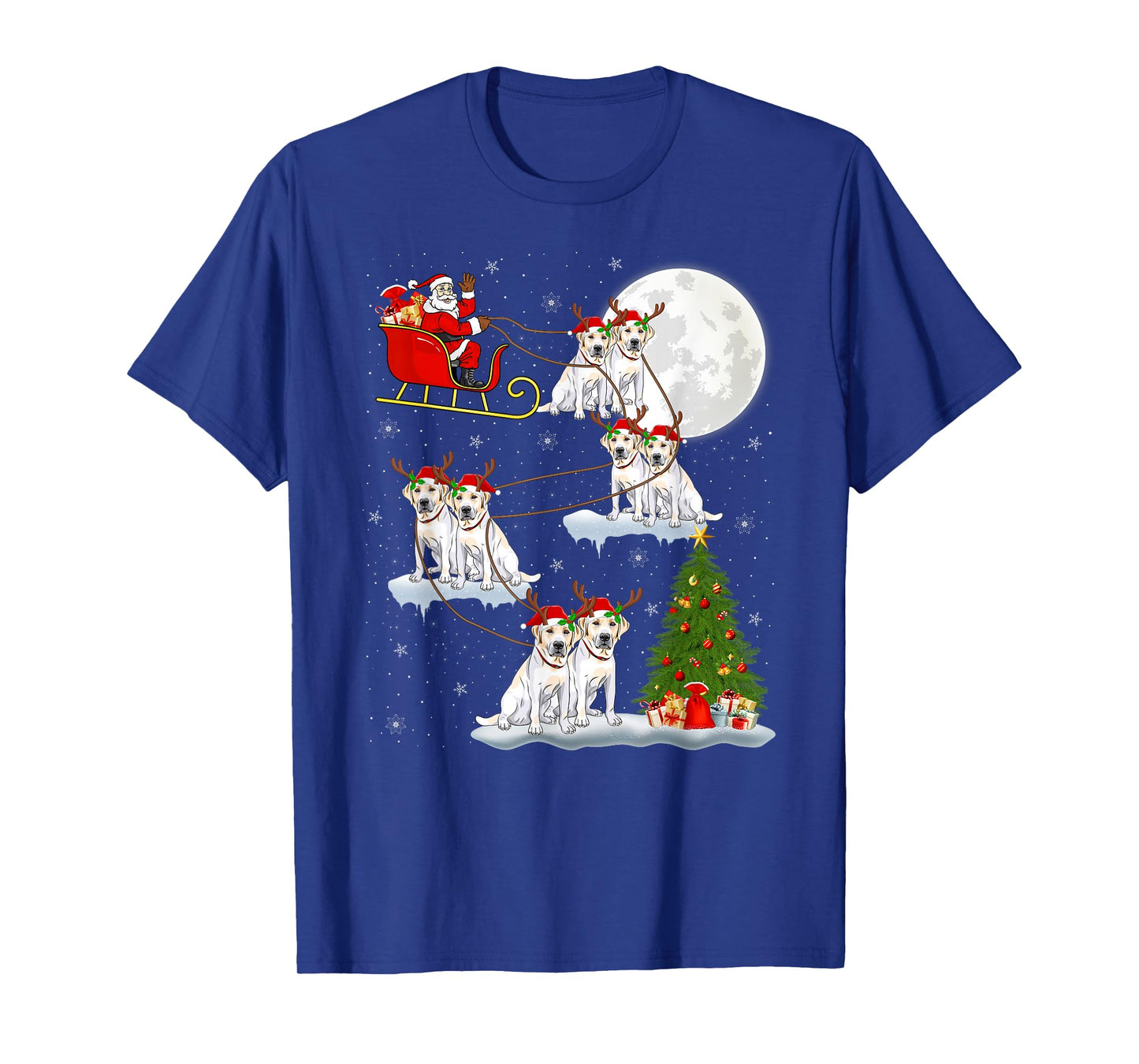Labrador Retriever Dog Santa Sleigh Flying Funny Christmas T-Shirt