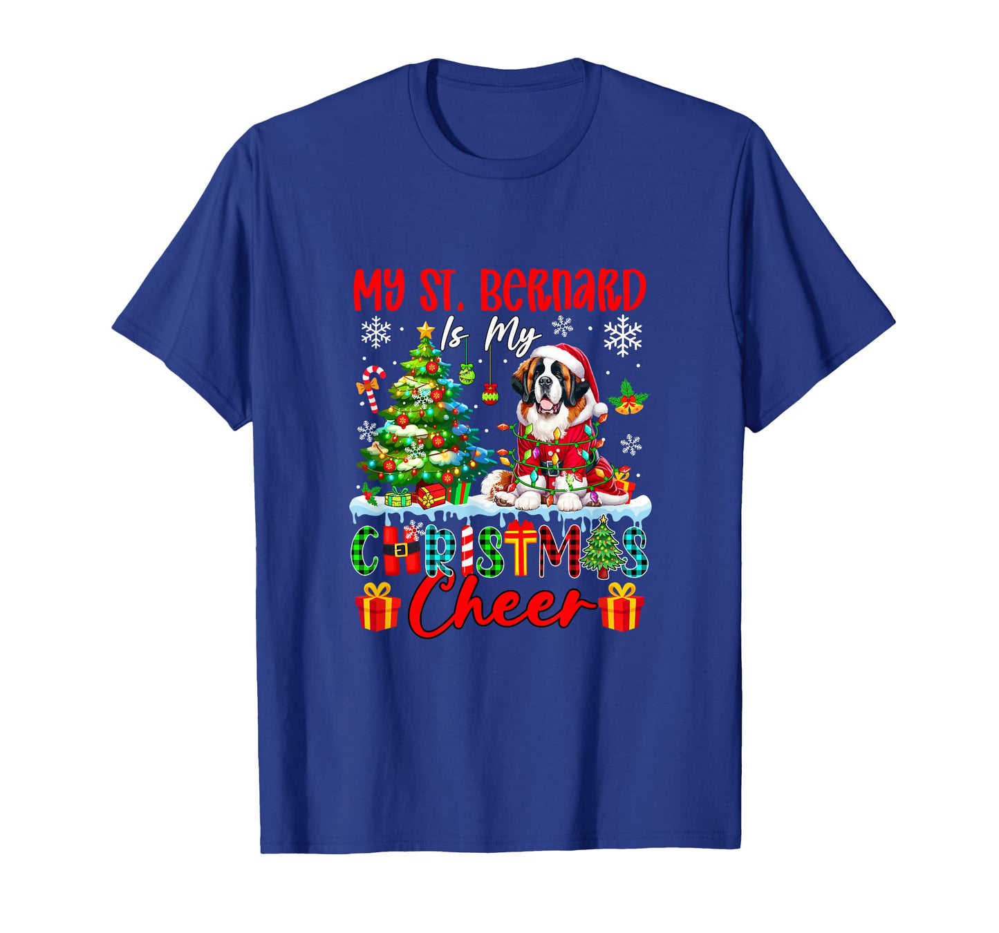 My St. Bernard is My Xmas Cheer Funny Santa Dog Owner Kids T-Shirt