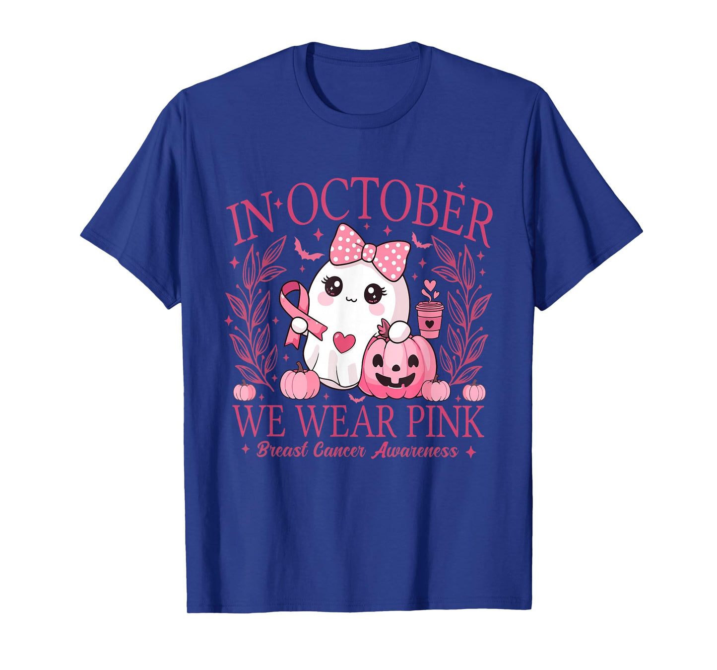 in October We Wear Pink Coquette Breast Cancer Halloween T-Shirt