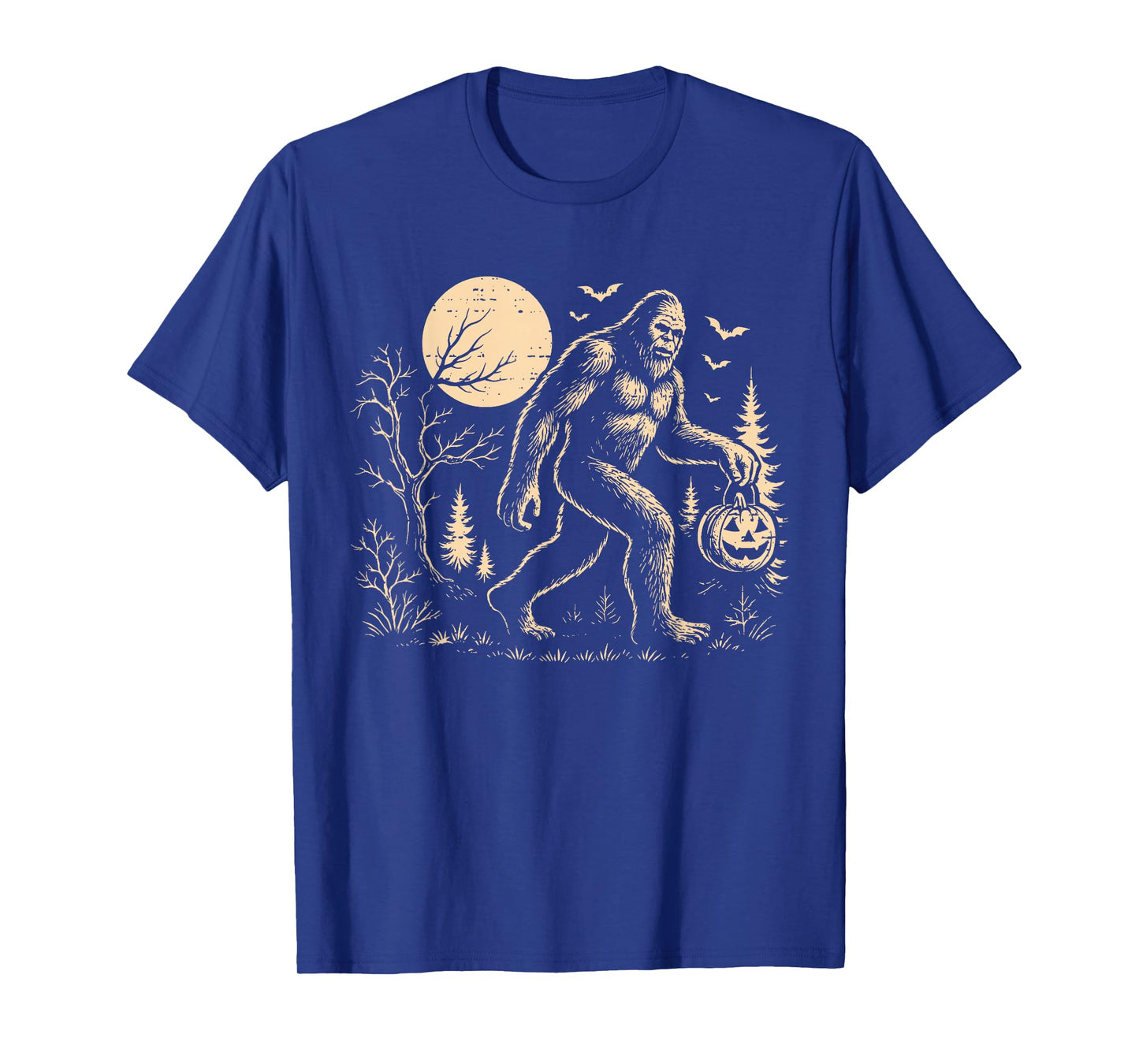 Funny Bigfoot Pumskin Spooky Sasquatch Halloween Men Women T-Shirt
