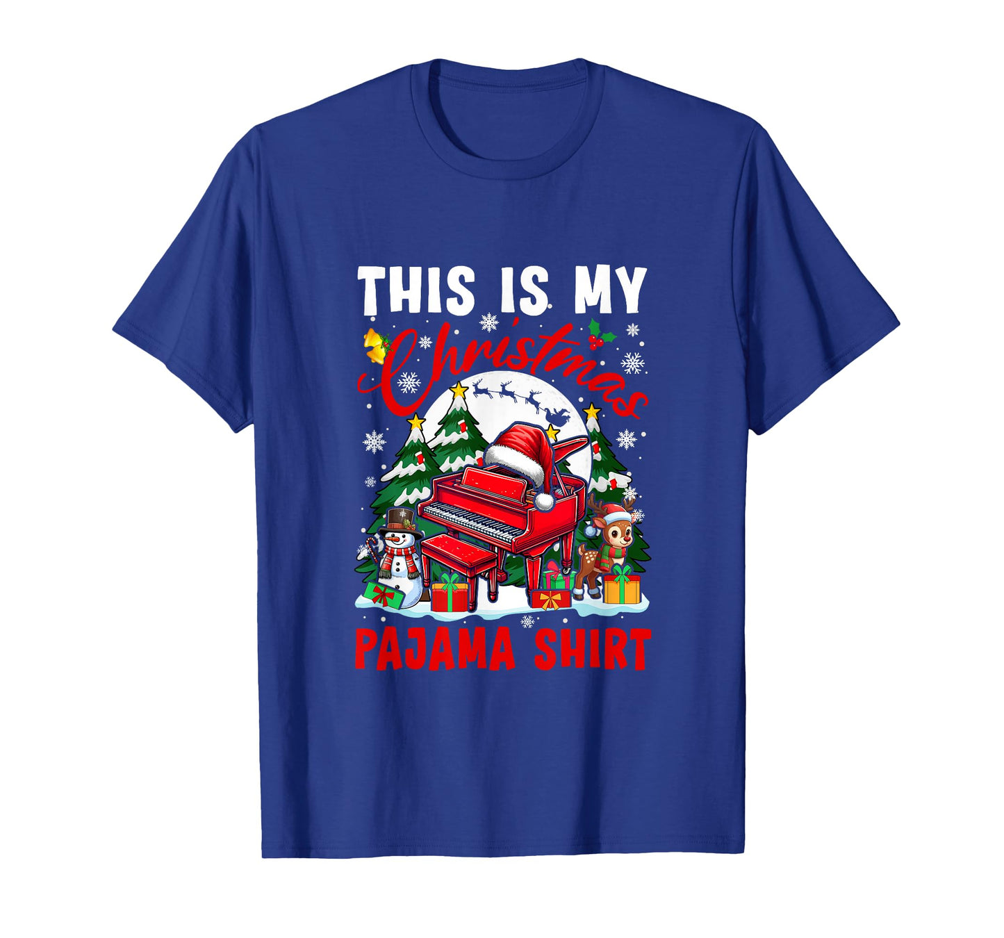 My Christmas Pajama Shirt Santa Piano Snowman Instrument T-Shirt
