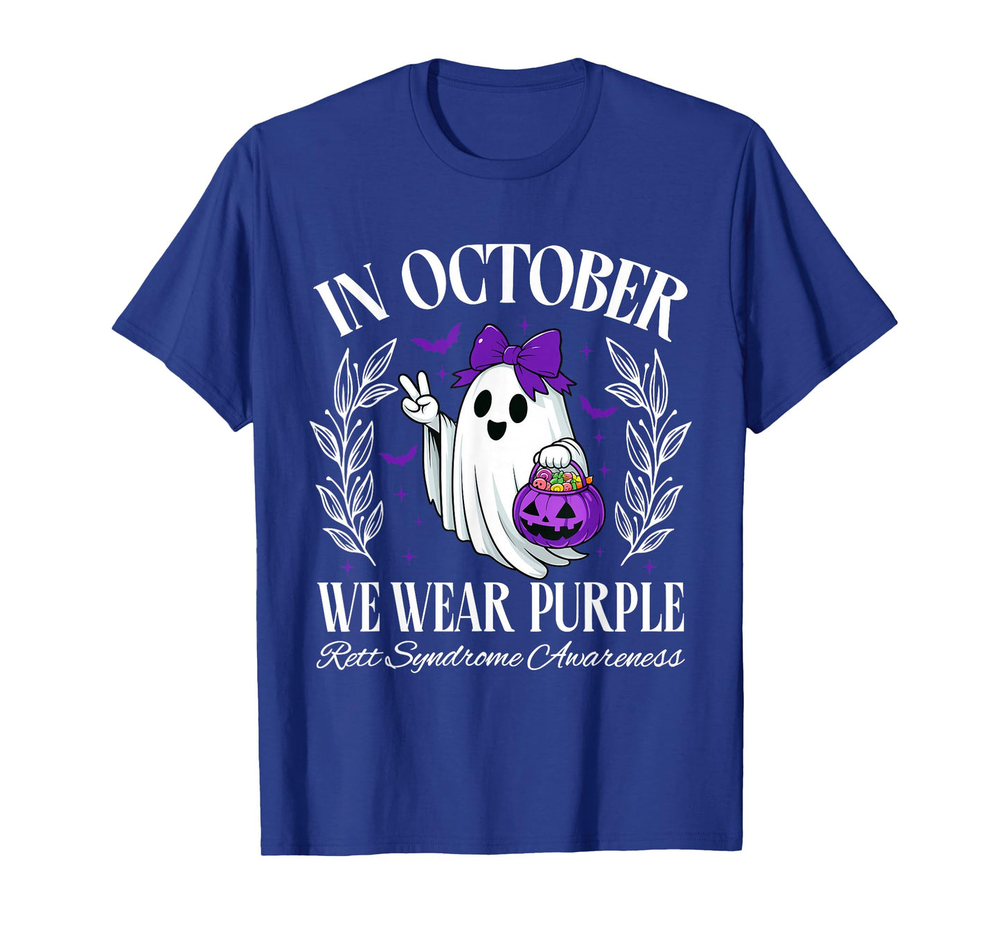 in October We Wear Purple Rett Syndrome Awareness Halloween T-Shirt