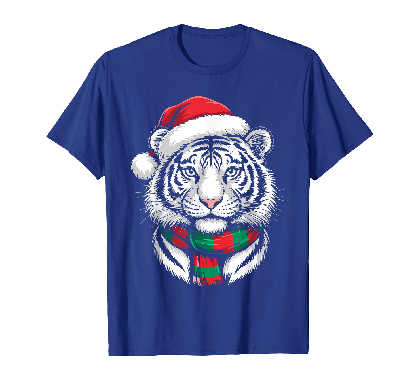 Tiger Xmas Santa Hat Scarf Christmas Costume T-Shirt