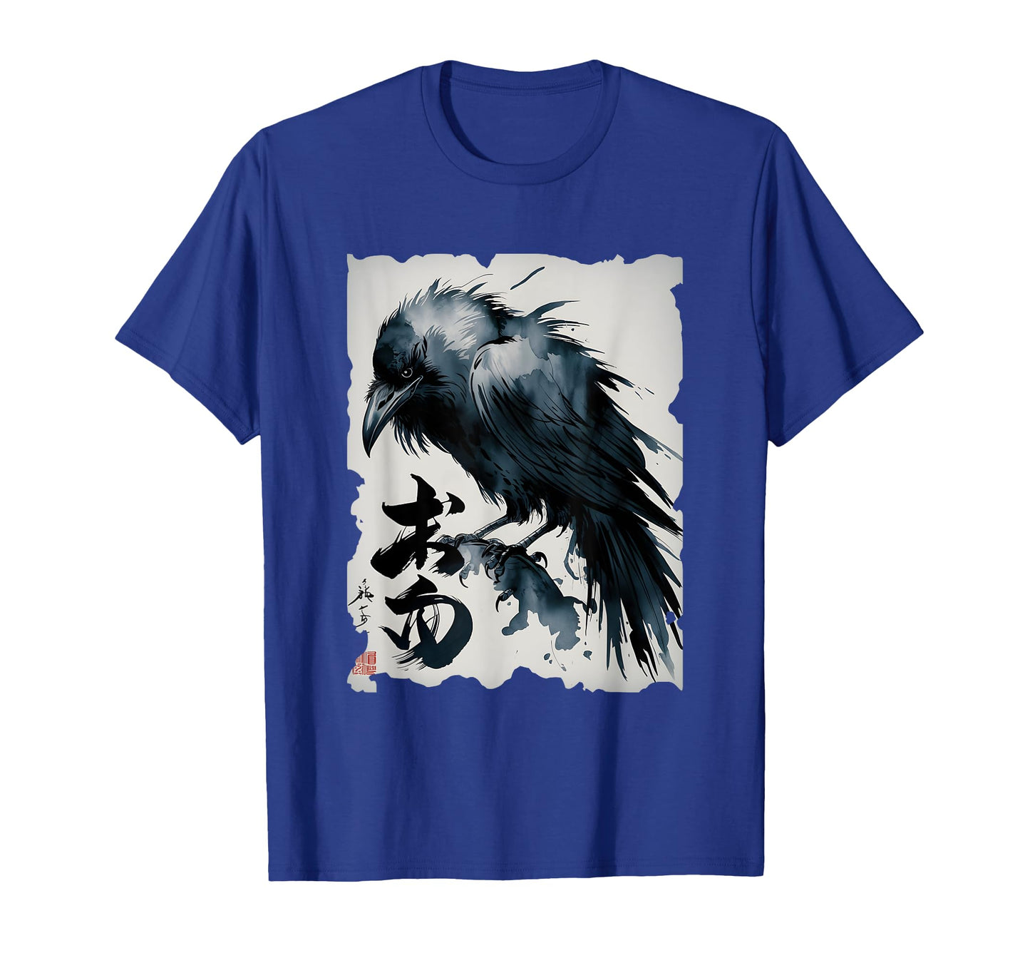 Crow Japanese Art - Vintage Raven Sumi-e Graphic T-Shirt