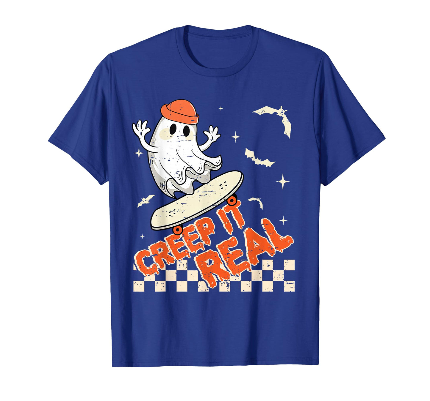 Groovy Retro Ghost Halloween Creep It Real Boys Skateboard T-Shirt