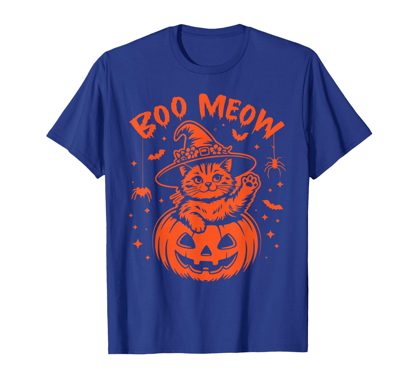 Meow Halloween Black Cat and Pumpkin Costume Men Women Kids T-Shirt