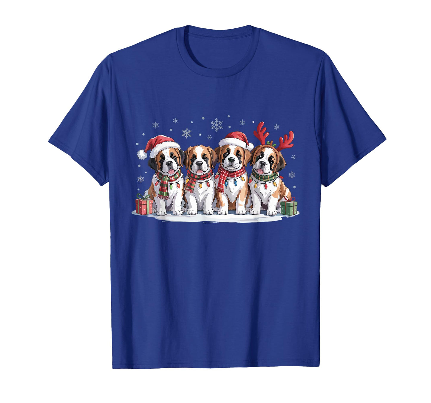 Saint Bernard Christmas Puppies Dog Lovers Funny Holiday T-Shirt