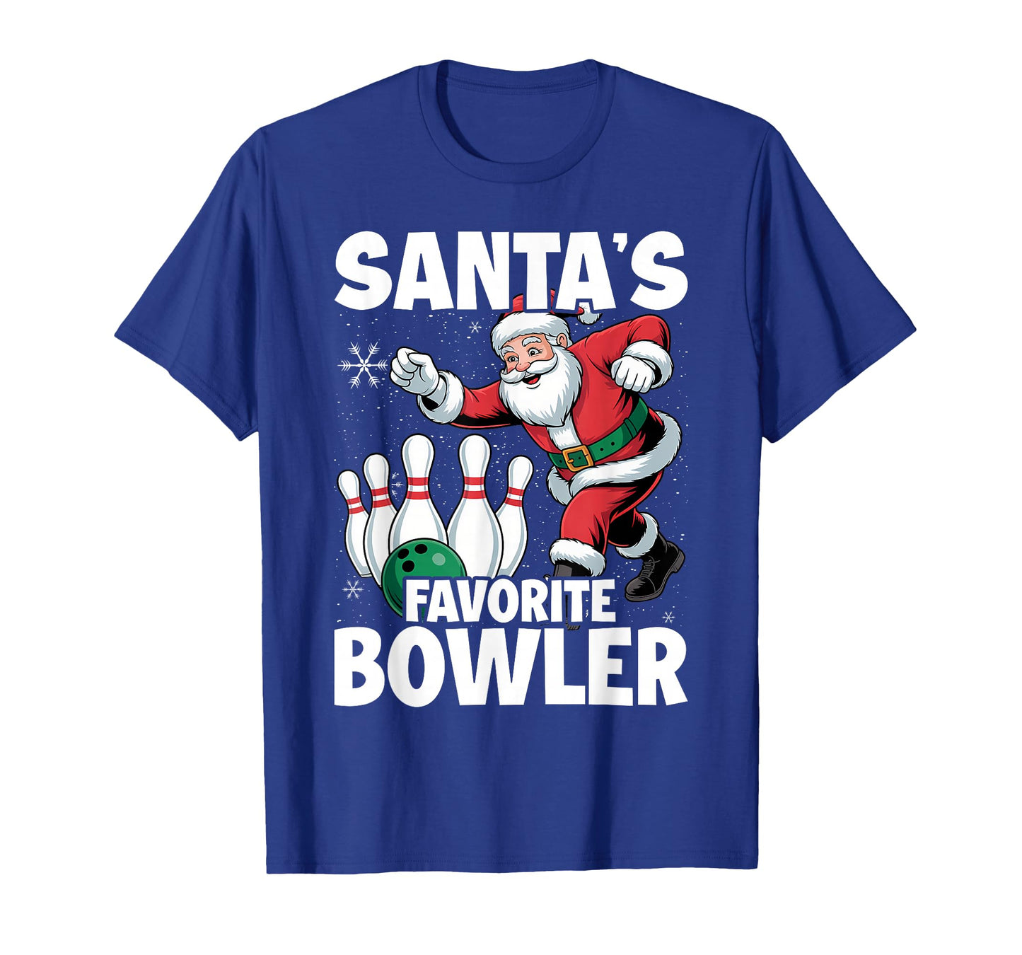 Santa's Favorite Bowler Santa Claus Bowling Christmas T-Shirt