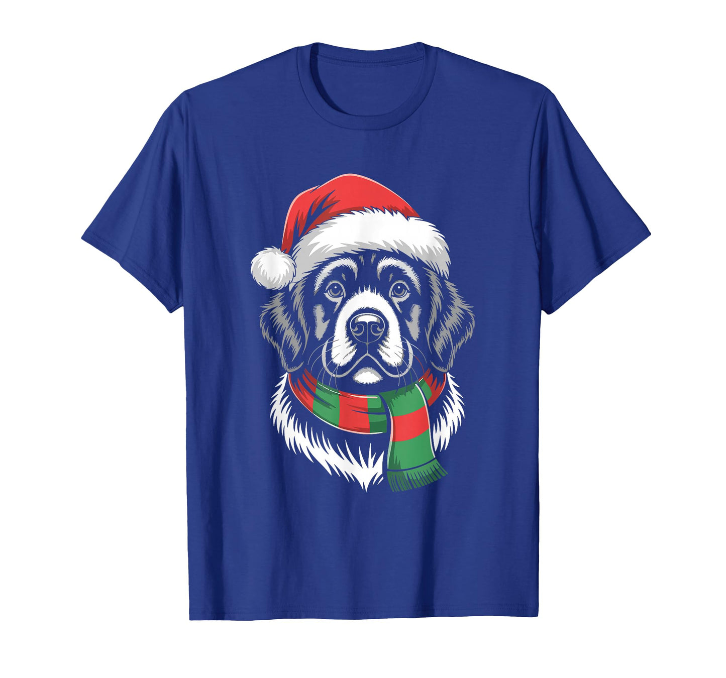 Newfoundland Dog Xmas Santa Hat Scarf Christmas Costume T-Shirt