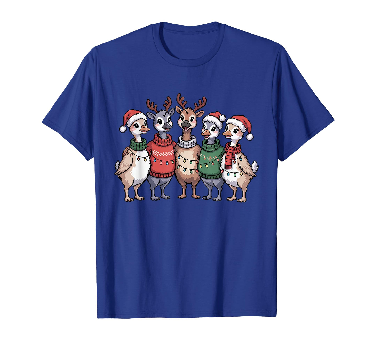 Christmas Lights Goose Santa Funny Xmas Ducks for Men Women T-Shirt