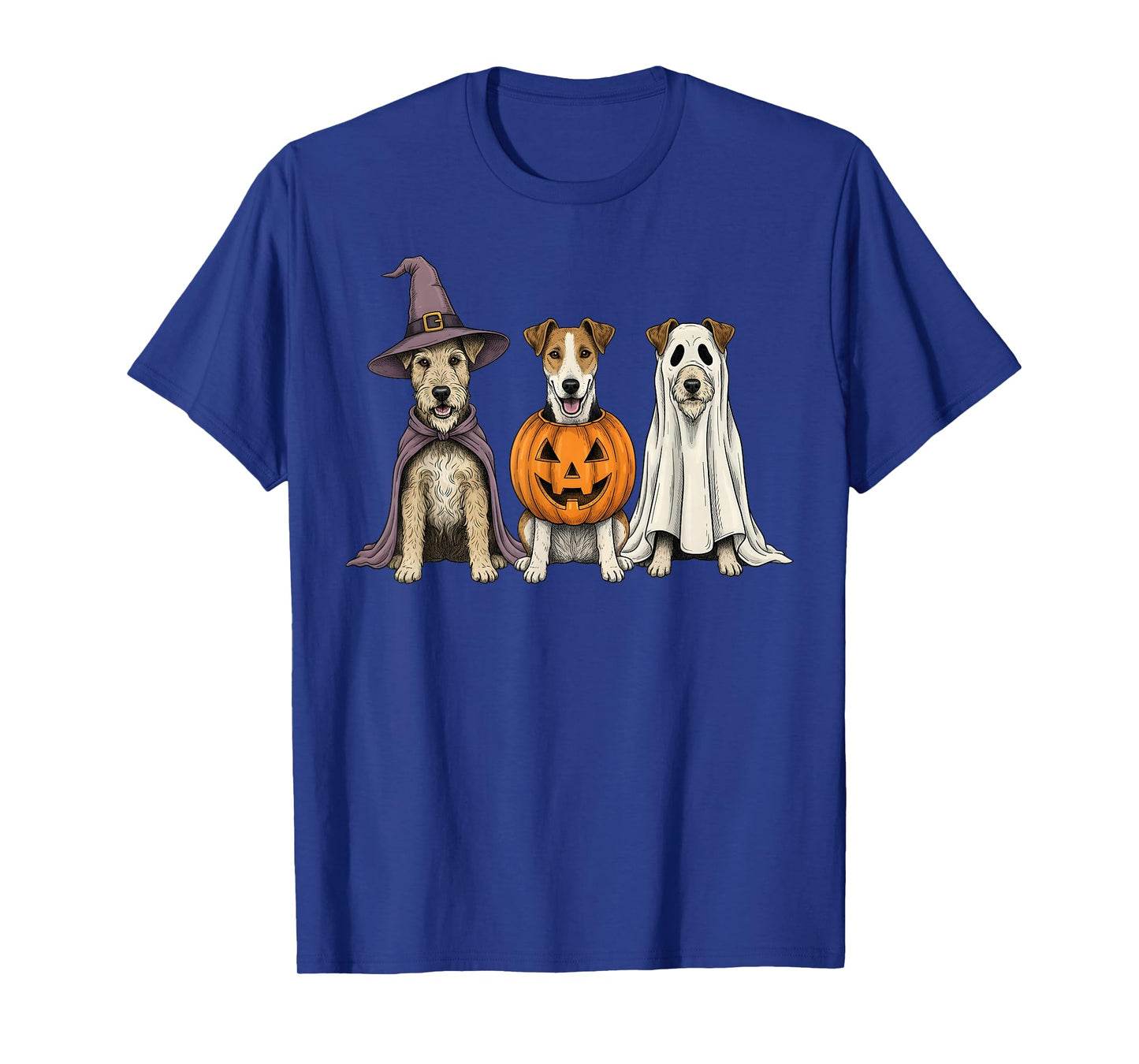 Spooky Ghost Fox Terrier Pumpkin Halloween Dog Lover T-Shirt