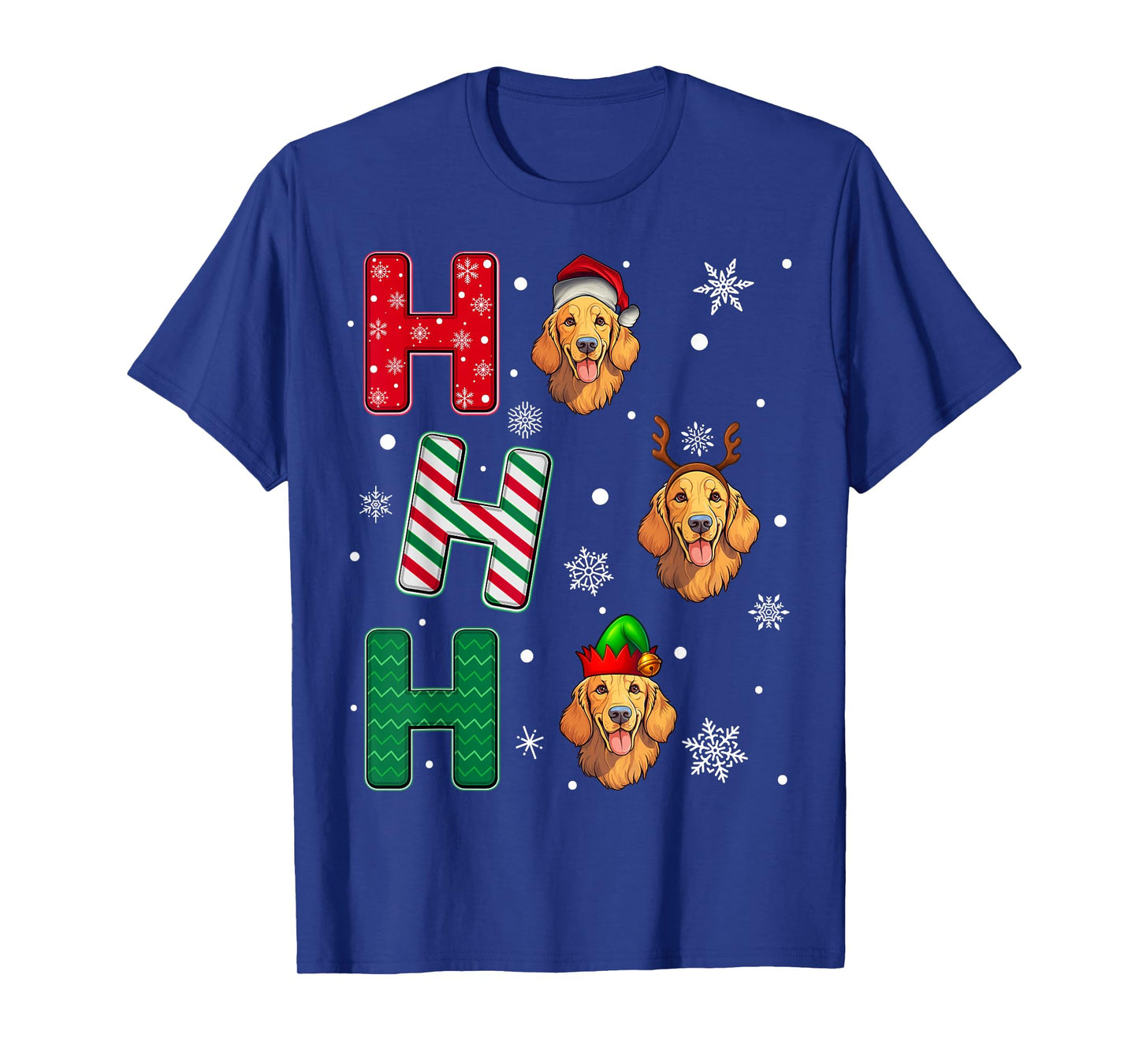 Ho Ho Ho Golden Retriever Dog Lover Christmas Santa Elf Xmas T-Shirt