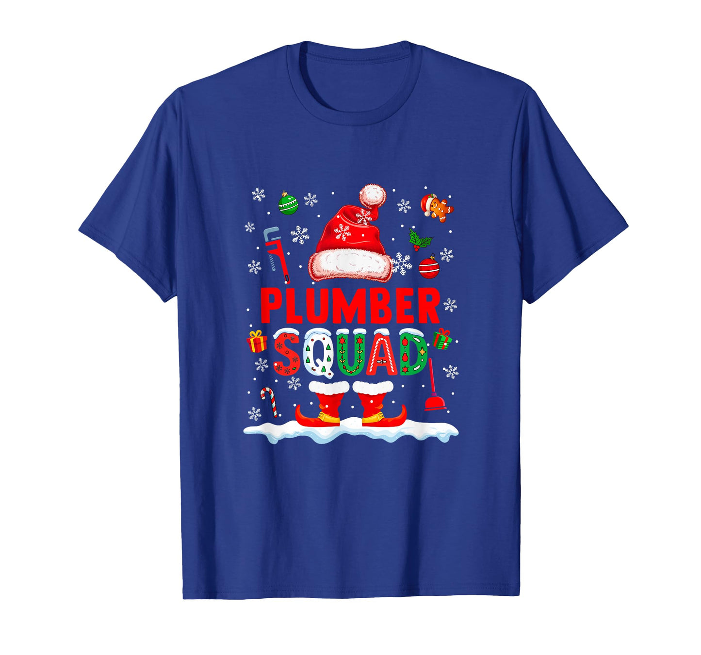 Plumber Squad Men Job Christmas Santa Costume Bow Tie T-Shirt