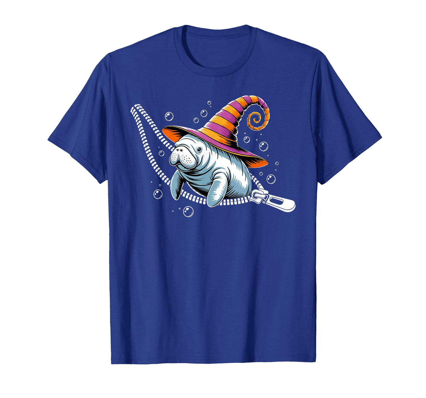 Halloween Manatee Witch Emerging from A Zipper Costume Kids T-Shirt