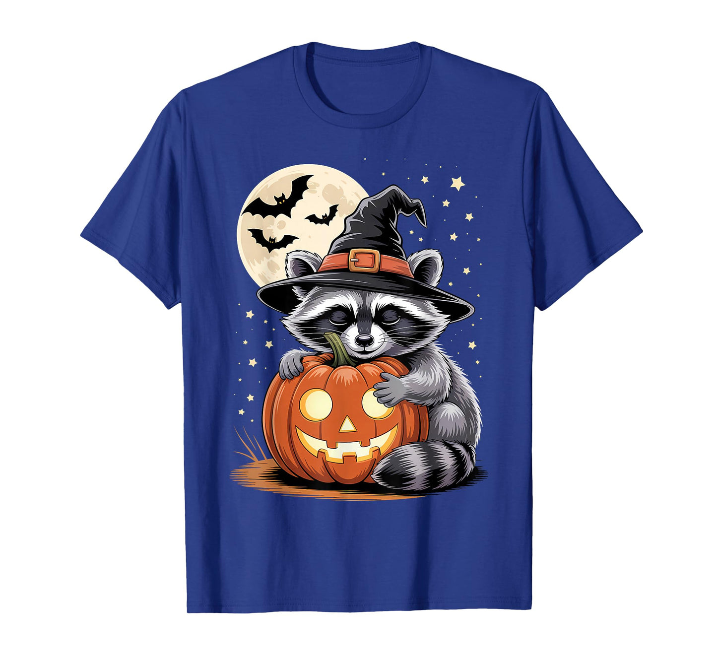 Halloween Raccoon Witch Hat Pumpkin Spooky T-Shirt