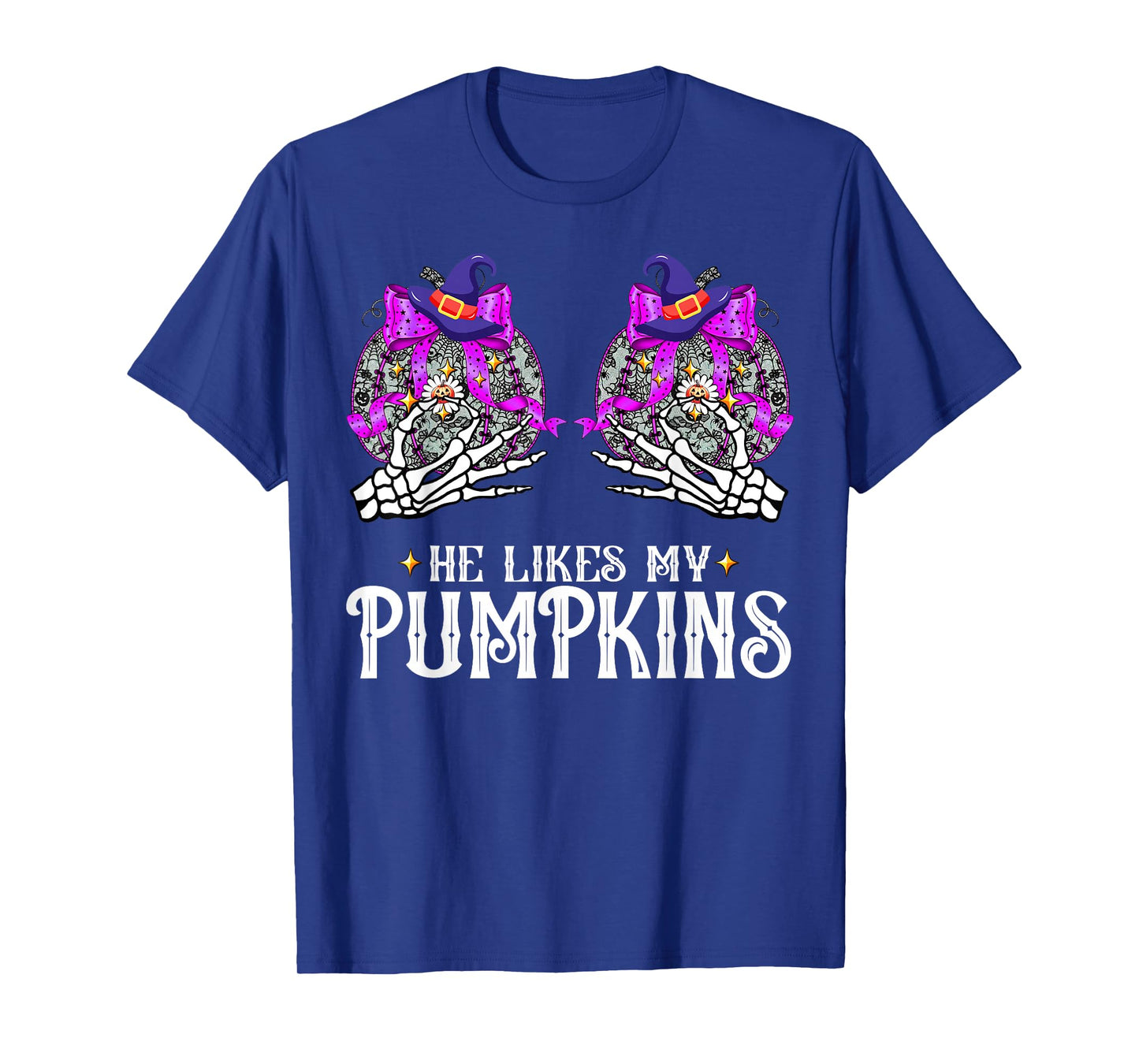 He Likes My Pumpkins I Like His Broomstick Halloween Couples T-Shirt