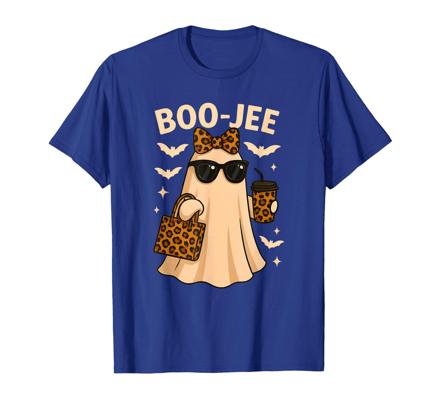 Coquette Leopard Ghost Coffee Boo-JEE Halloween Boujee T-Shirt