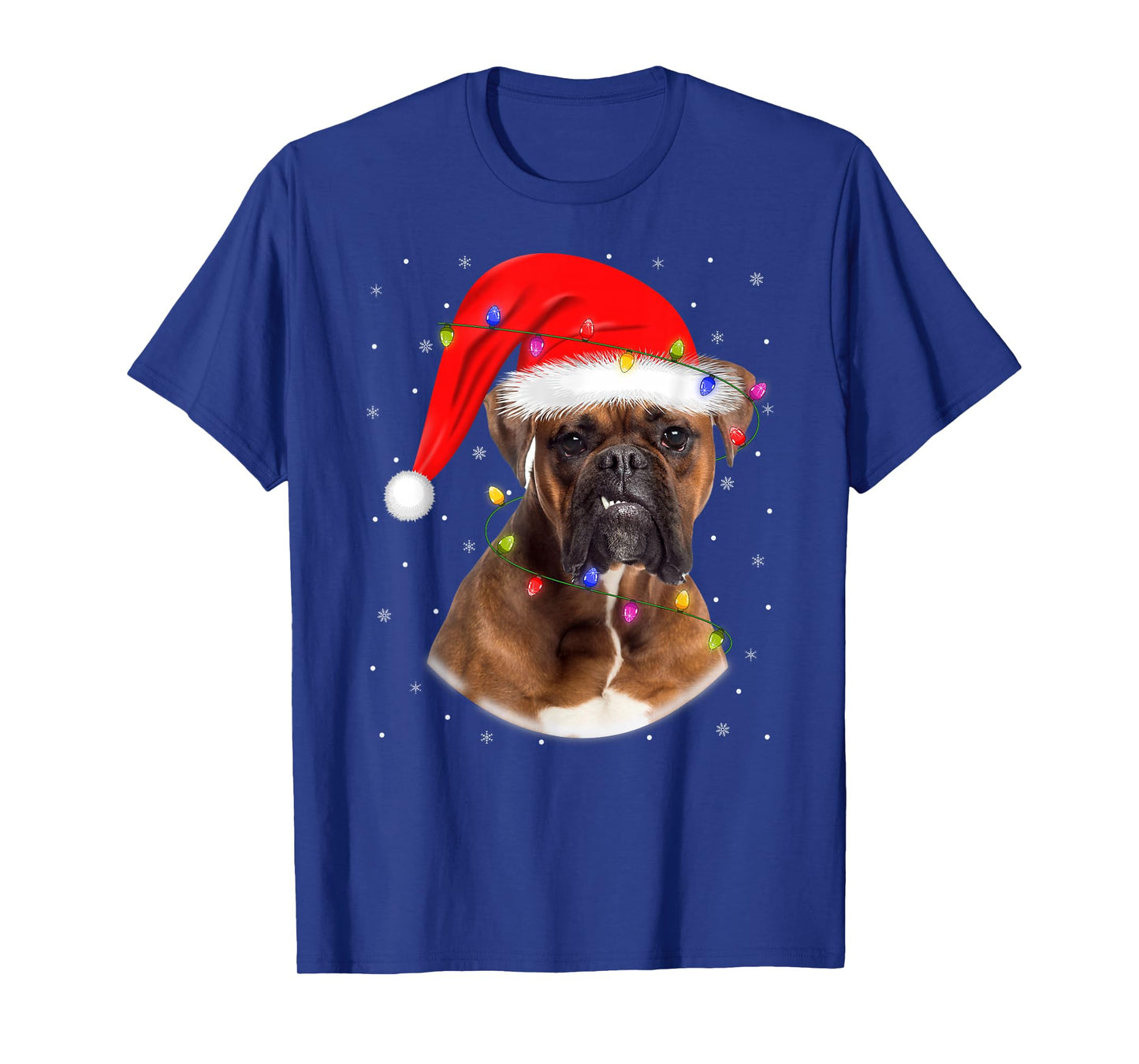 Boxer Dog Christmas Pajamas Xmas Lights Holiday Santa T-Shirt