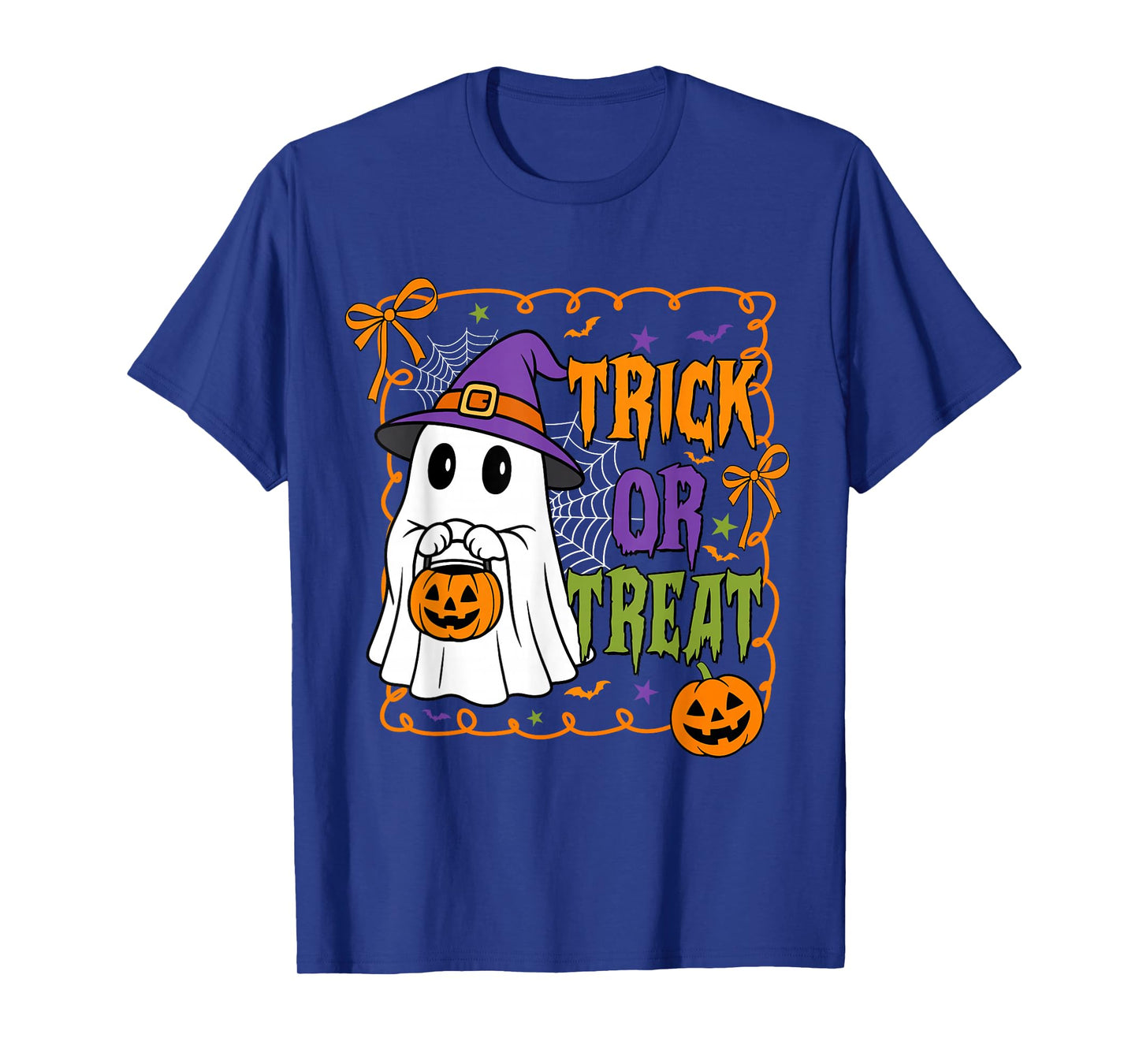 Trick Or Treat Happy Halloween Pumpkin Ghost Boy Girl Kids T-Shirt