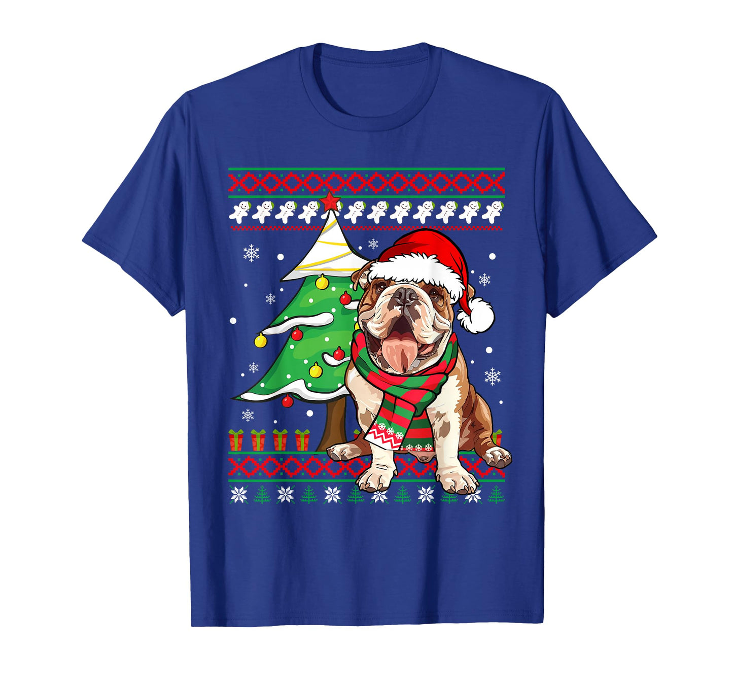 Funny Bulldog Christmas Santa Ugly Sweater Bulldog Lover T-Shirt