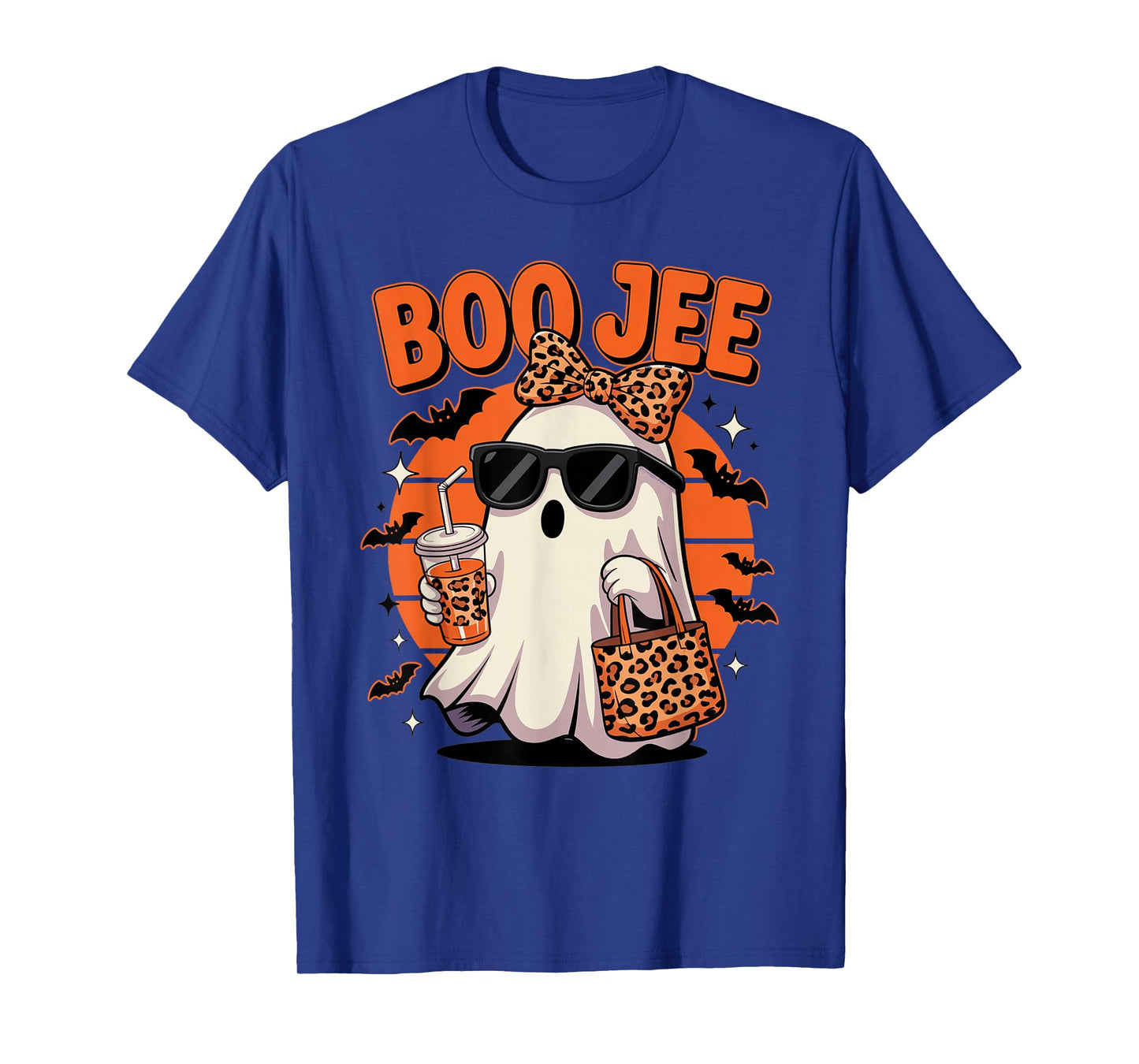 Coquette Leopard Ghost Coffee Boo JEE Halloween Boujee Ghost T-Shirt